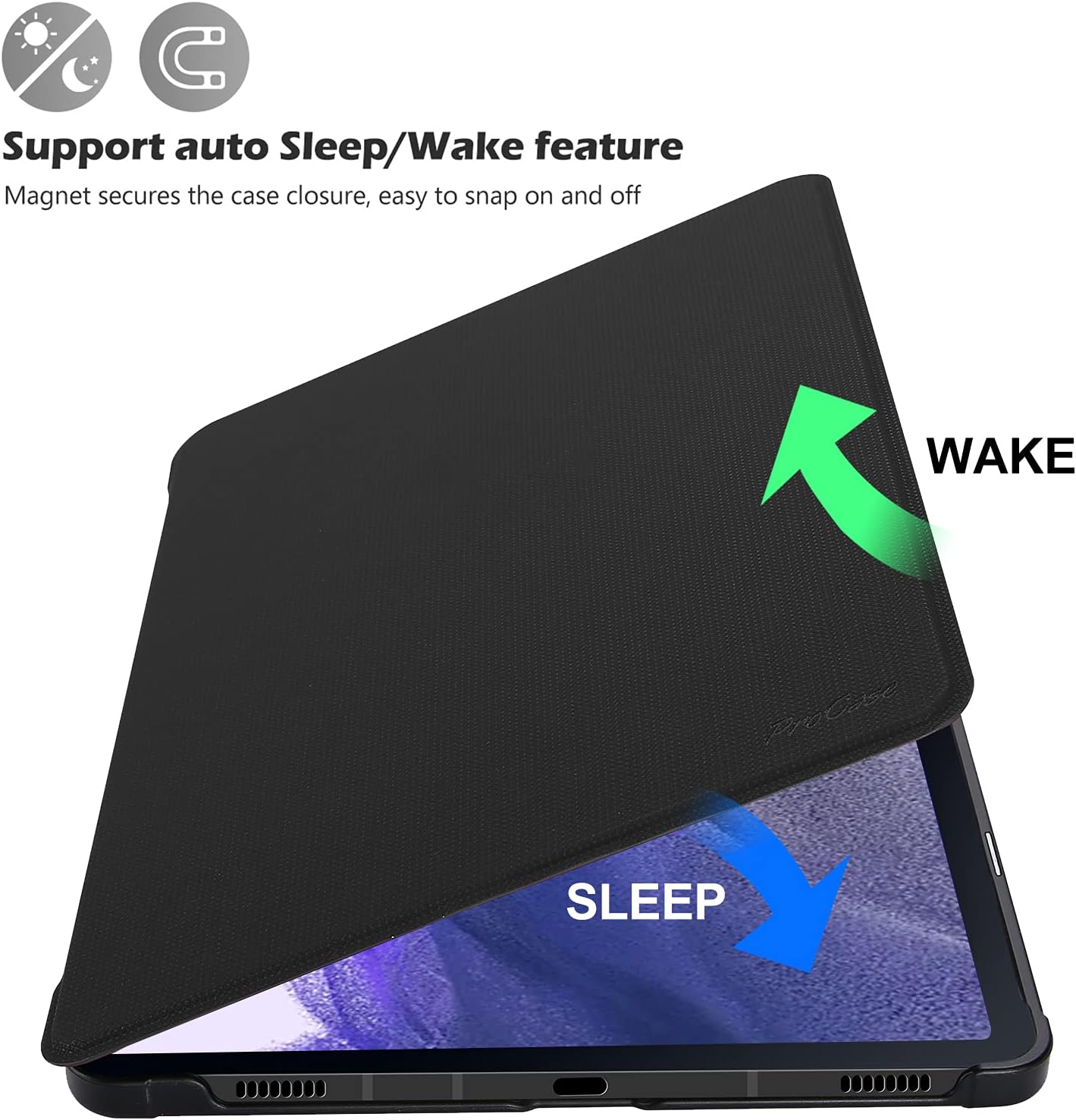 ProCase Slim Case for Galaxy Tab S8+/S7 FE/S7+ 12.4", S Pen Holder -Black image 5