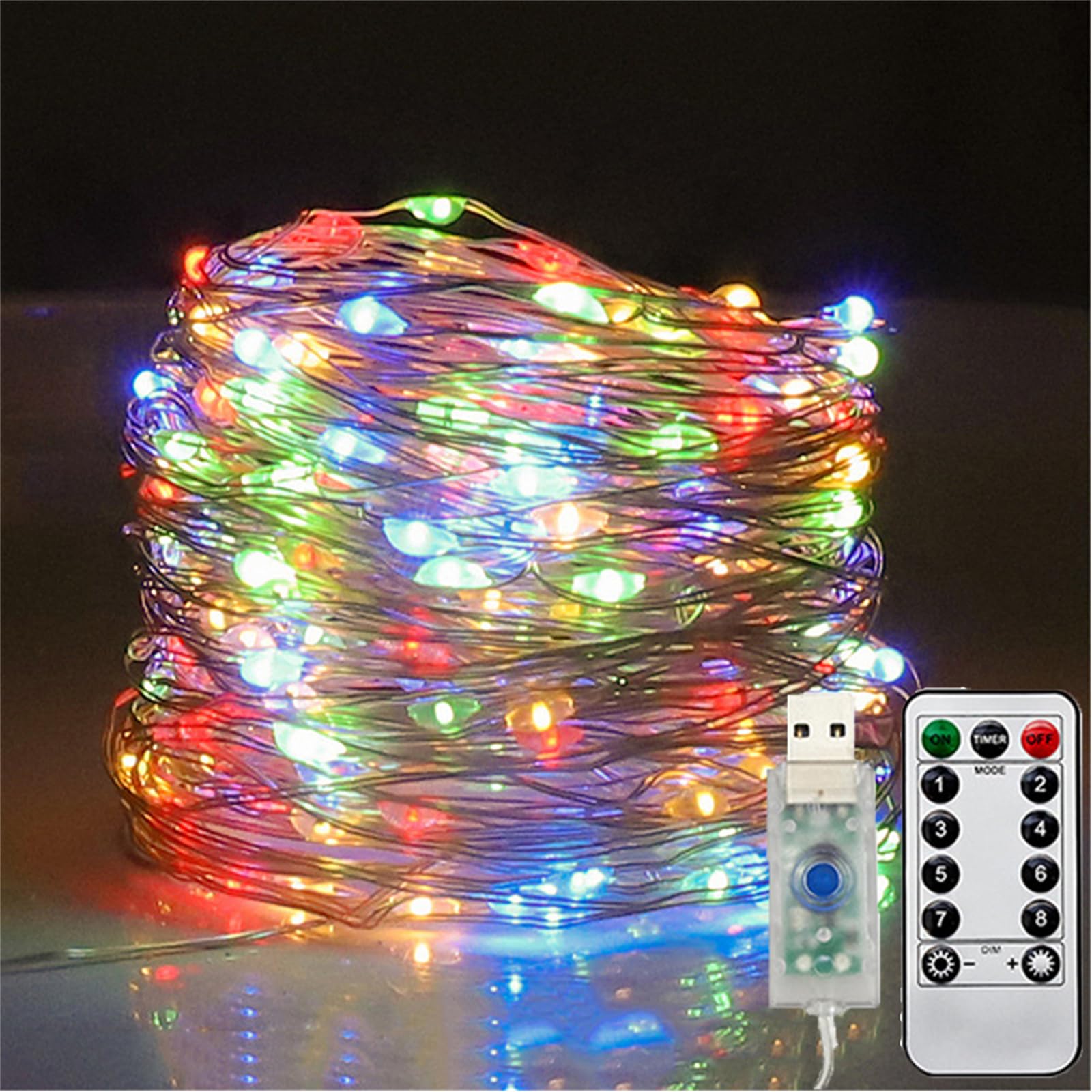 FANSU Warm White Coloured USB Fairy Lights, 8 Modes Indoor Outdoor String Lights, LED Copper Wire String with Remote Control, for Balcony Party Wedding Garden Home Decor (Colorful,20m 200 Lights)
