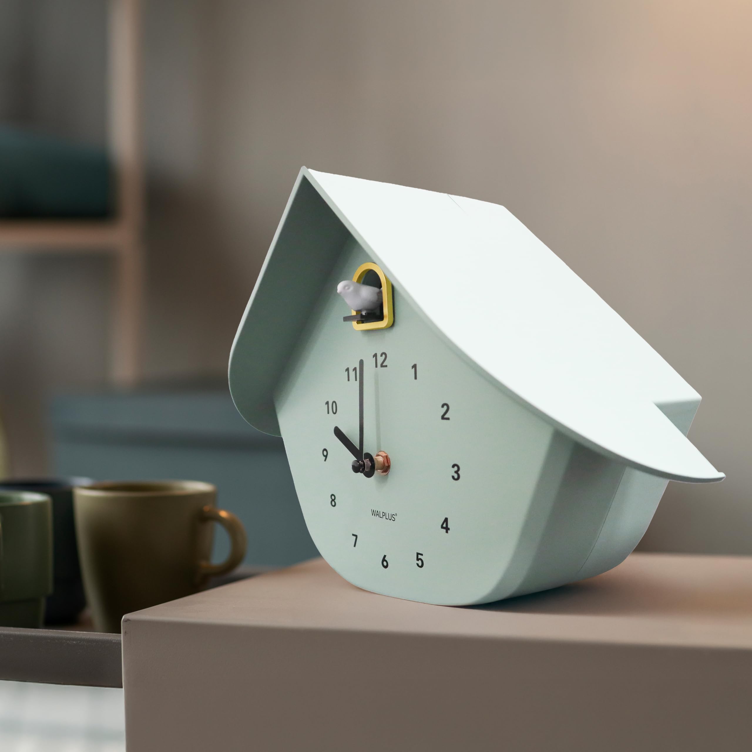 WALPLUS Kuckucksuhr Modern mit Pendel Stilvolle Cuckoo Clock für Kinderzimmer und Wohnzimmer Batteriebetriebene Wanduhr mit Vogel Ideal als Kuckucksuhr Kinder und Moderne Dekoration