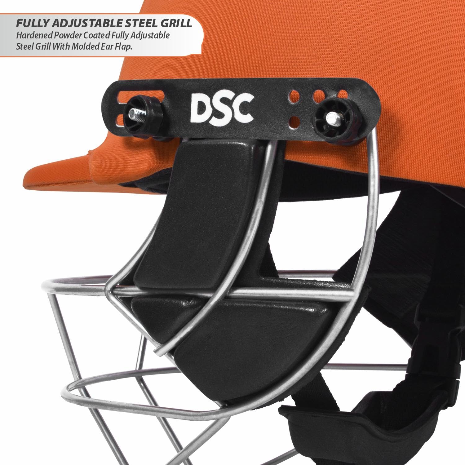 DSC DEFENDER Cricket Helmet for Men & Boys (Adjustable Steel Grill | Back Support Strap | Light Weight | size :Small (Orange) 3