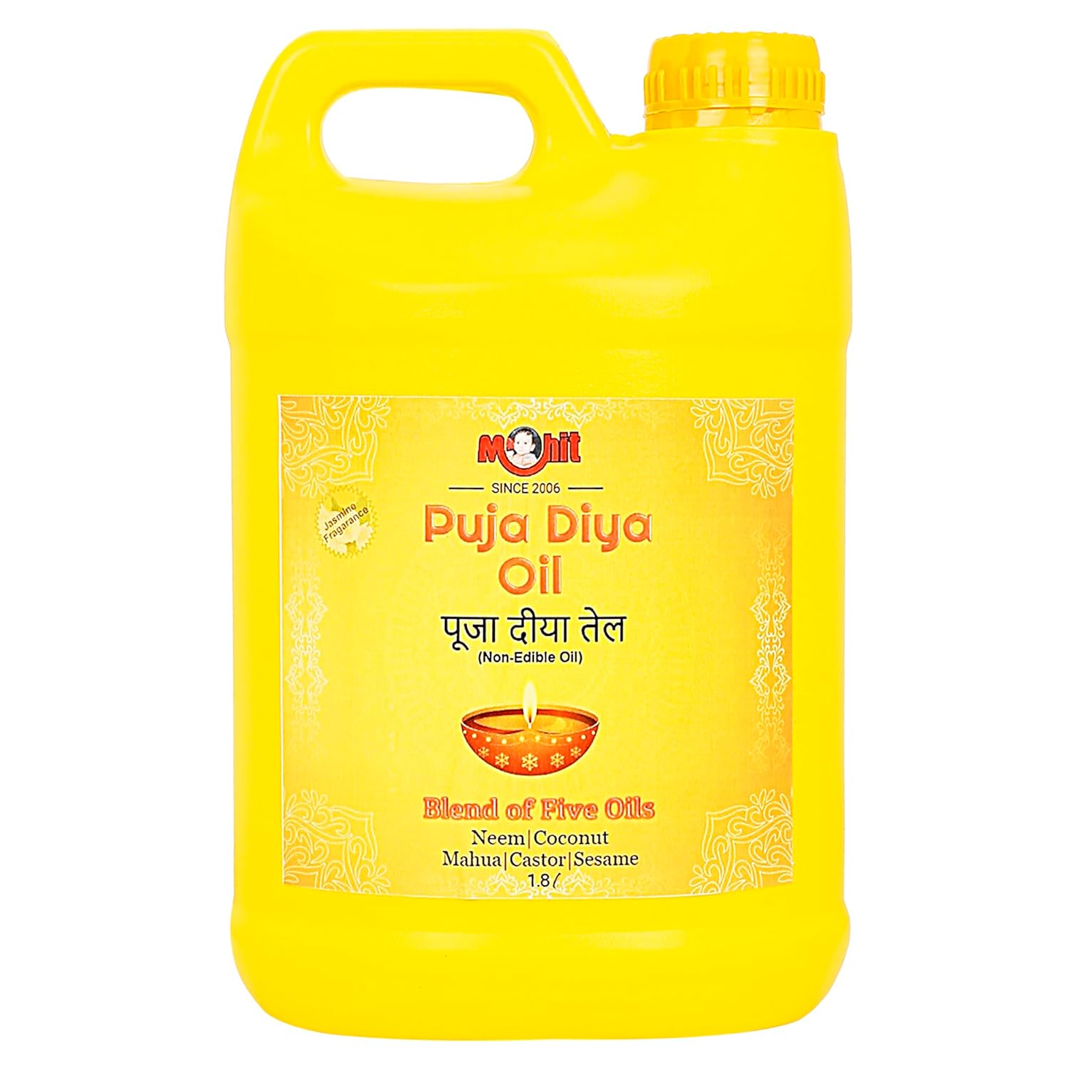 Mohit Puja Diya Oil for Daily Pooja, Hawan and Festivals Blend of 5 Auspicious Oils Smokeless