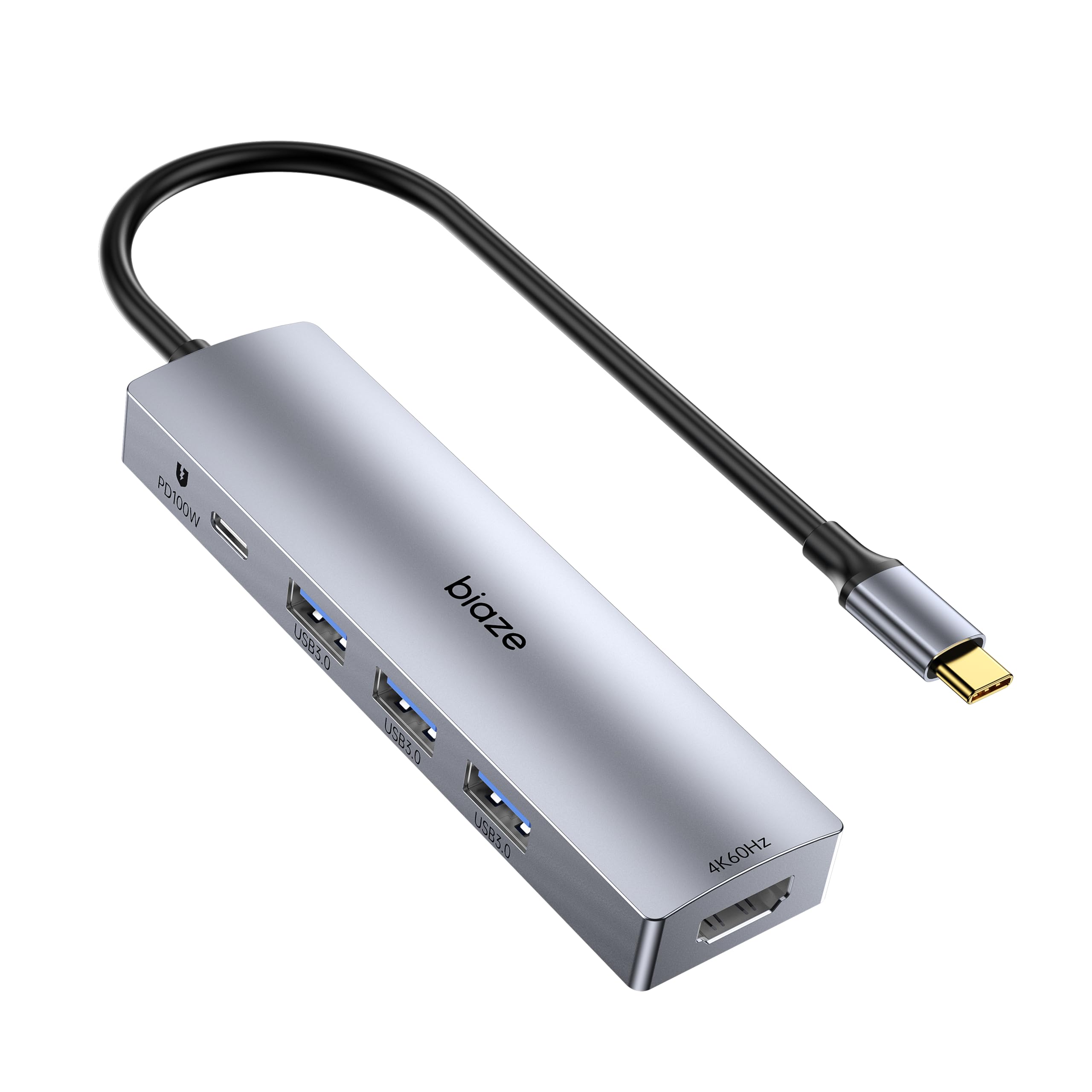 Base 5 en 1 para MacBook: amplía tus puertos. Soporta HDMI 4K60Hz, carga rápida PD de 100 W, 3 puertos USB 3.0, hub para portátil. Compatible con MacBook Air/Pro M4/M3 y iPhone 15/16 Series.