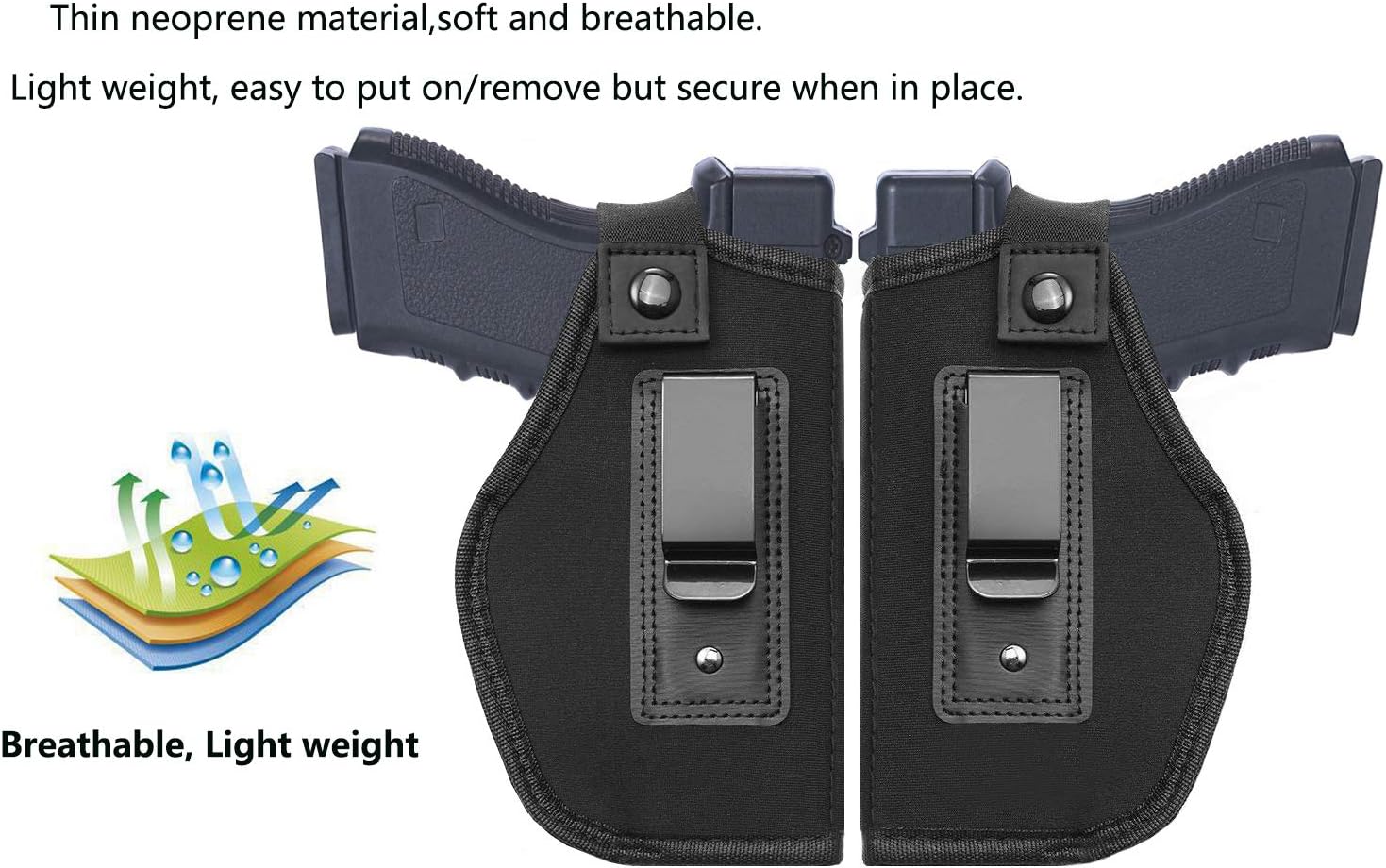 TACwolf 4PC Universal Right and Left IWB Holster Magazine Pouch for Concealed Carry Inside Fits Firearms Glock 19 17 26 27 43 S&W M&P Shield 9/40 1911 Taurus PT111 G2 Sig Sauer Ruger
