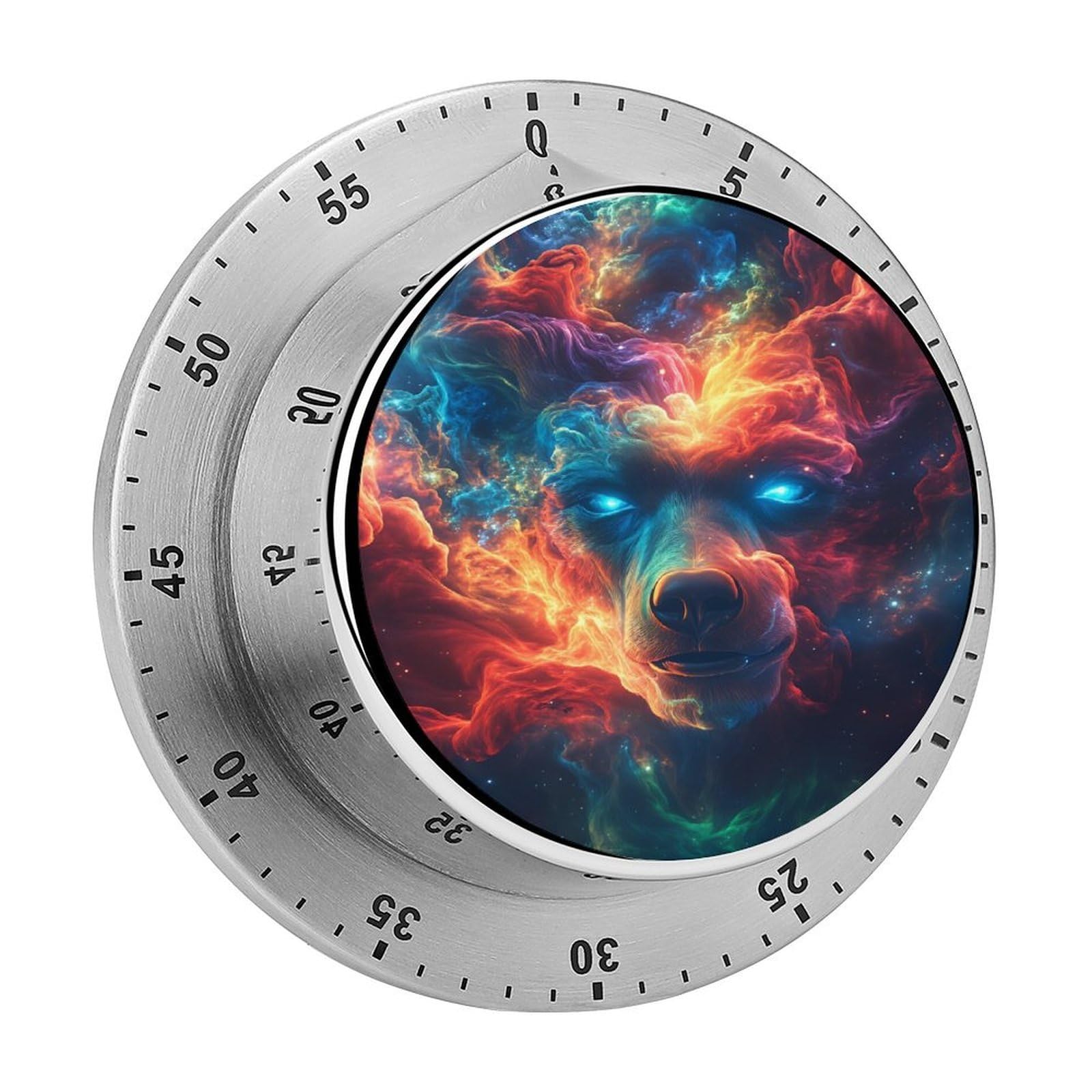 Cosmic Wolf Nebula Galaxy 60 Minute Wind Up Timer,Visual Mechanical Magnetic Timer with Loud Alarm for Kitchen