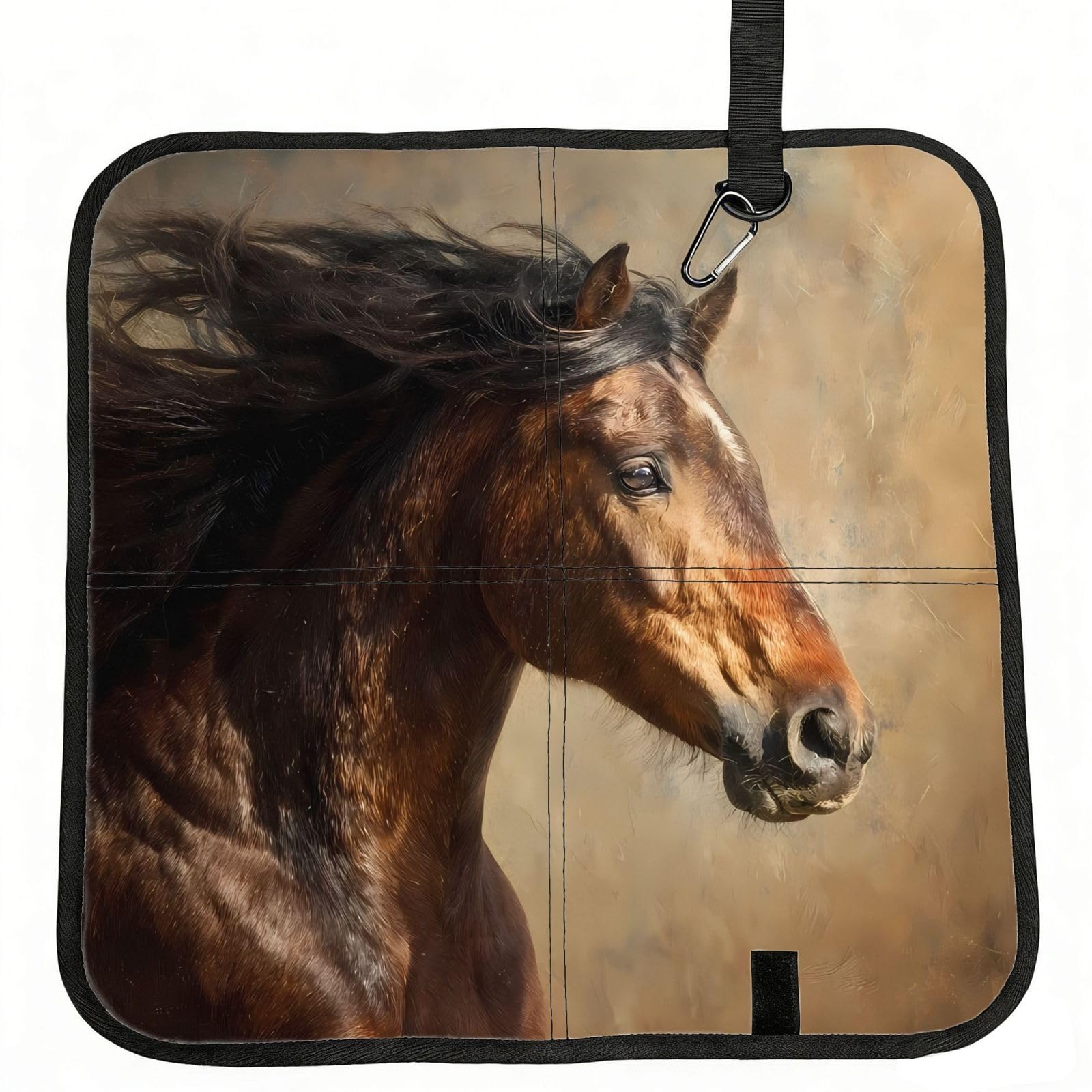 WZYCWB Brown horse Foldable Seating Cushion with Carabiner - Stadium Mat for Camping, Hiking and Outdoor Activities