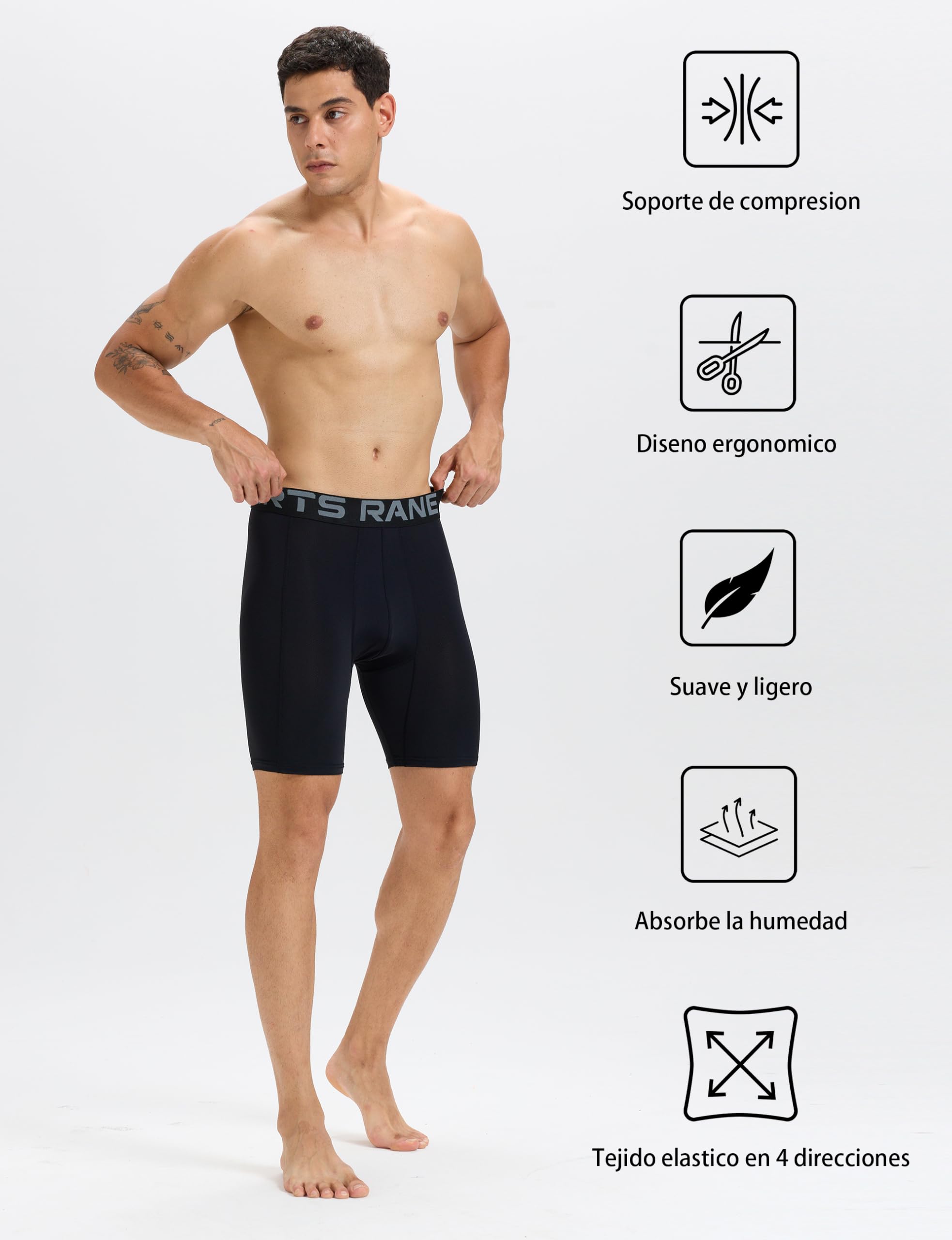 Rane Sports Pantalones Cortos de compresión ultrafinos para Hombre Mallas Deportivas para Correr Ropa Interior de Alto Rendimiento Entrenamiento atlético Capa Base de Licra.