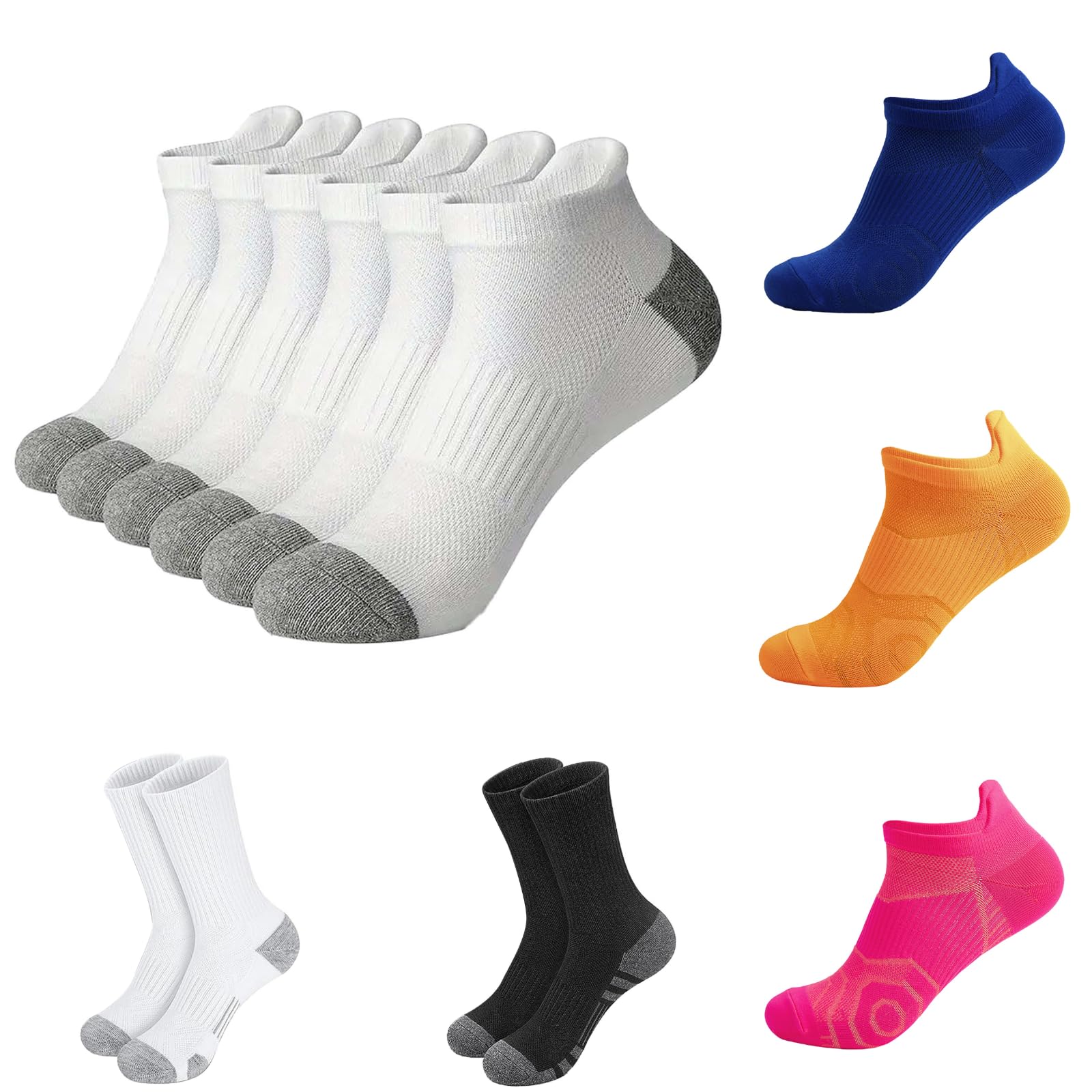 Men's women's Athletic Cushioned Cotton Low Cut Crew Socks Comfort Wicking Anti-Blister Sport Running Sock 1&3 Pairs
