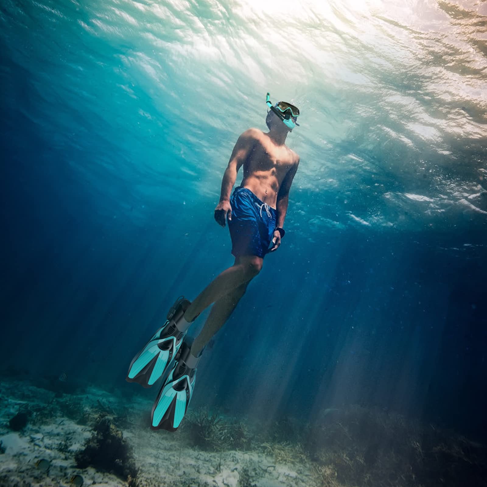 2022 Version Snorkel Set, Mask Fins Snorkeling Gear Adults, Snorkel Goggles Panoramic View Anti-Fog Anti-Leak Dry Top Snorkel and Dive Flippers Kit with Gear Bag for Diving Training