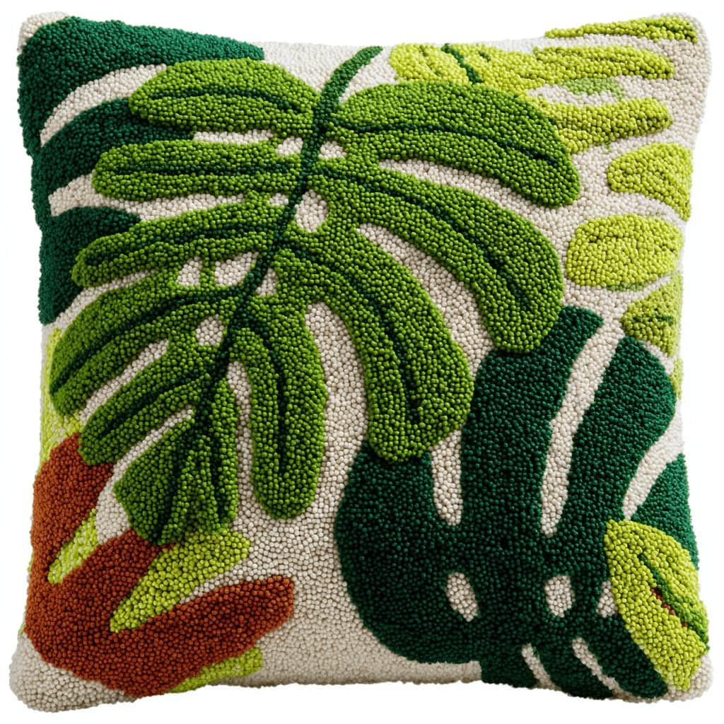 Kitquiver Latch Hook DIY Pillow Kit,Leaf Handmade Cushion Cover 43X43Cm