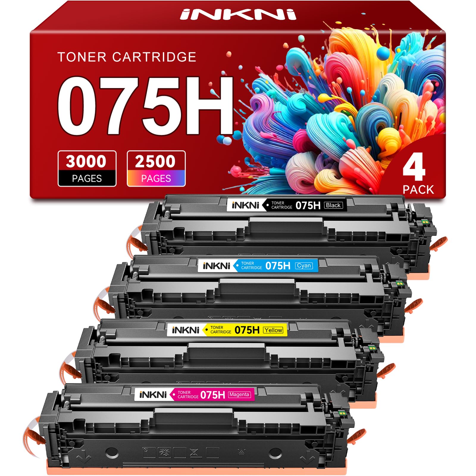 Photo 1 of 075H Toner Cartridge Compatible Replacement for Canon 075H 075 Toner Cartridge Set Works for Canon Color imageCLASS LBP646Cdw MF665Cdw MF663Cdw MF662Cdw LBP647Cdw LBP640c MF660c Printer Ink (4 Pack)