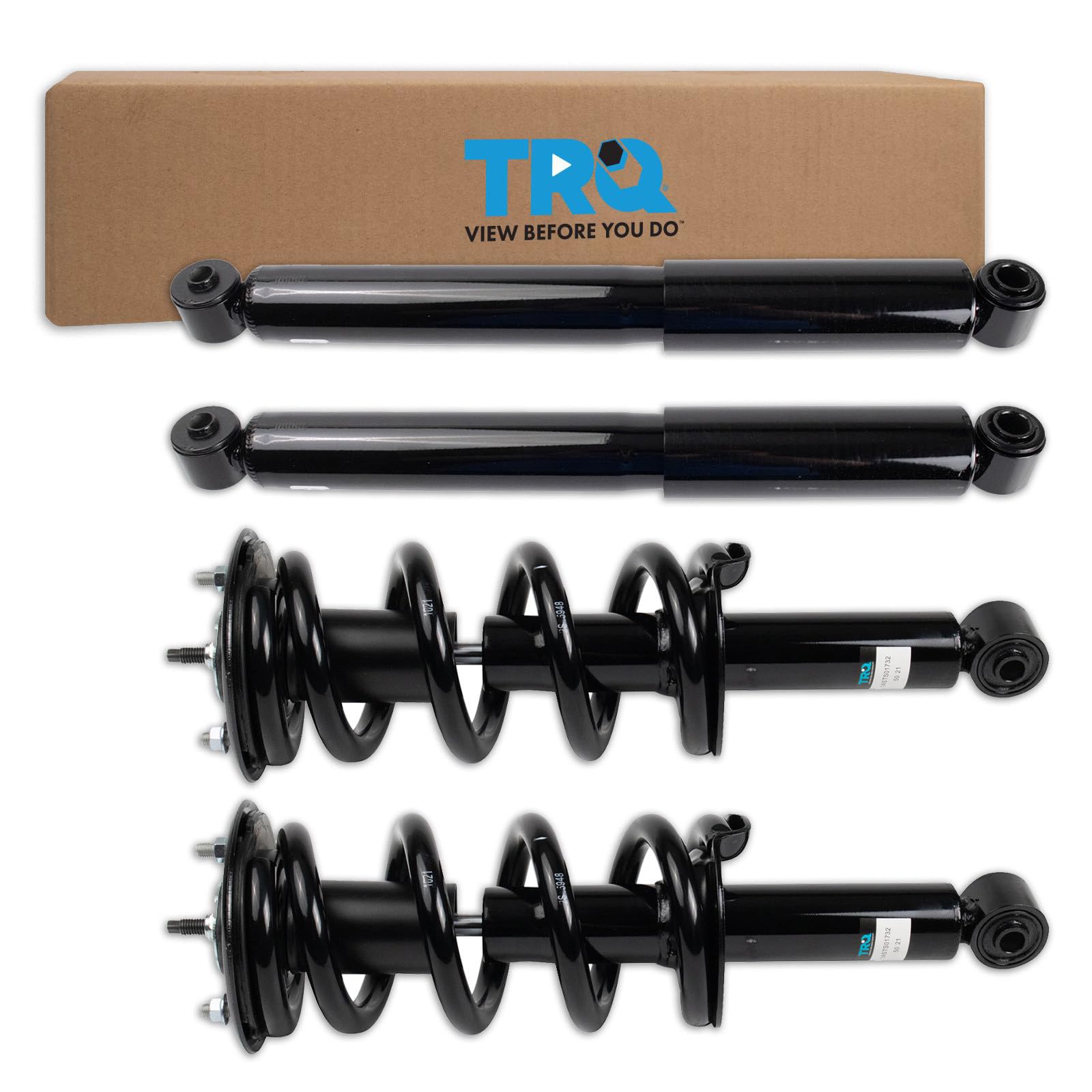 TRQ Front and Rear Complete Strut Assembly &amp; Shock Absorber Kit Complete Strut &amp; Coil Spring Assembly Compatible with 2012-2019 Nissan NV1500 NV2500 NV3500