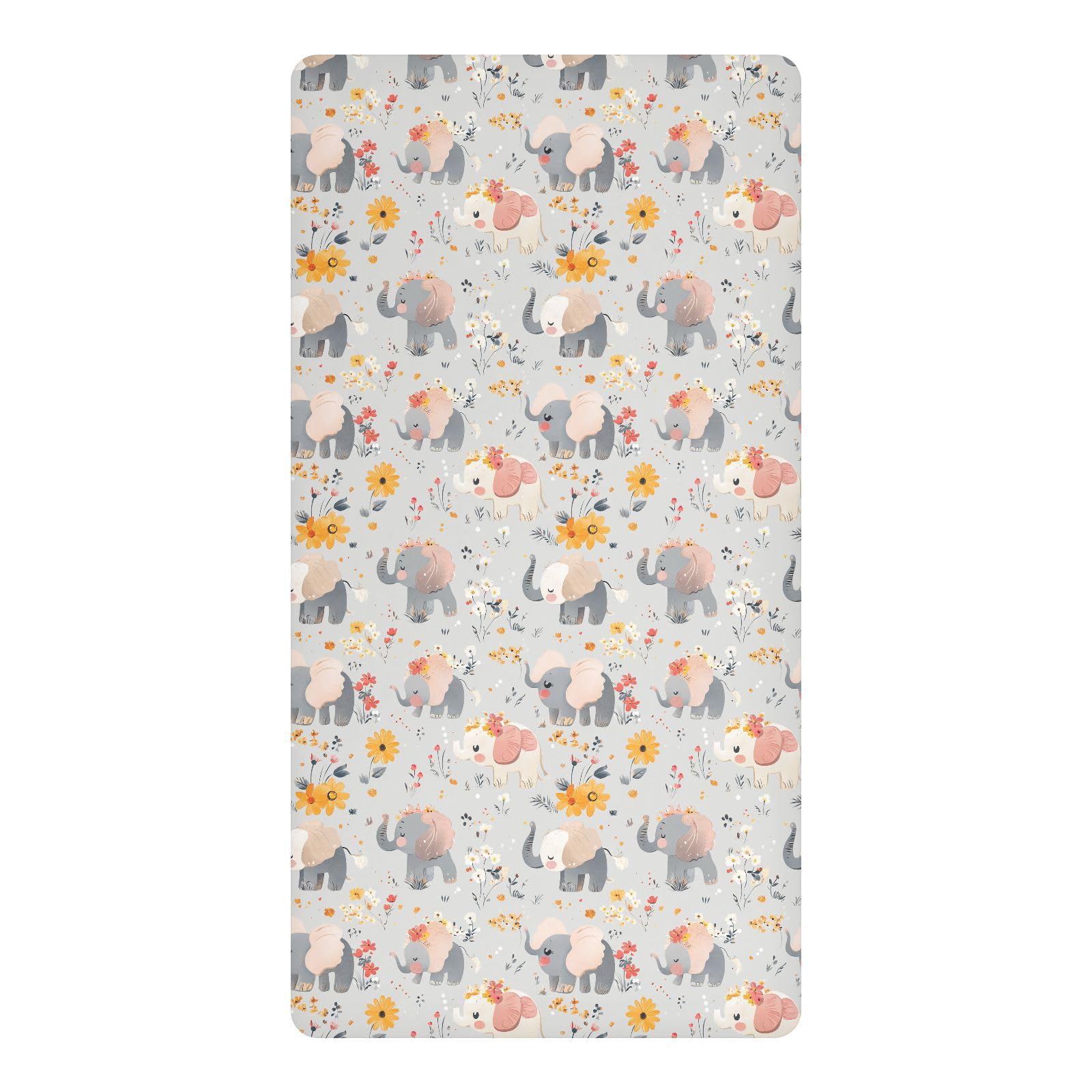 Drap imperméable bébé 132x71 cm gris à éléphants pour lit de mini berceau