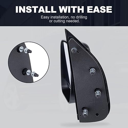 Miniatura 5 de PZ Espejo de puerta lateral de doble vidrio manual para el lado del conductor delantero izquierdo compatible con Ford E150 E250 E350 E450 E550 Club