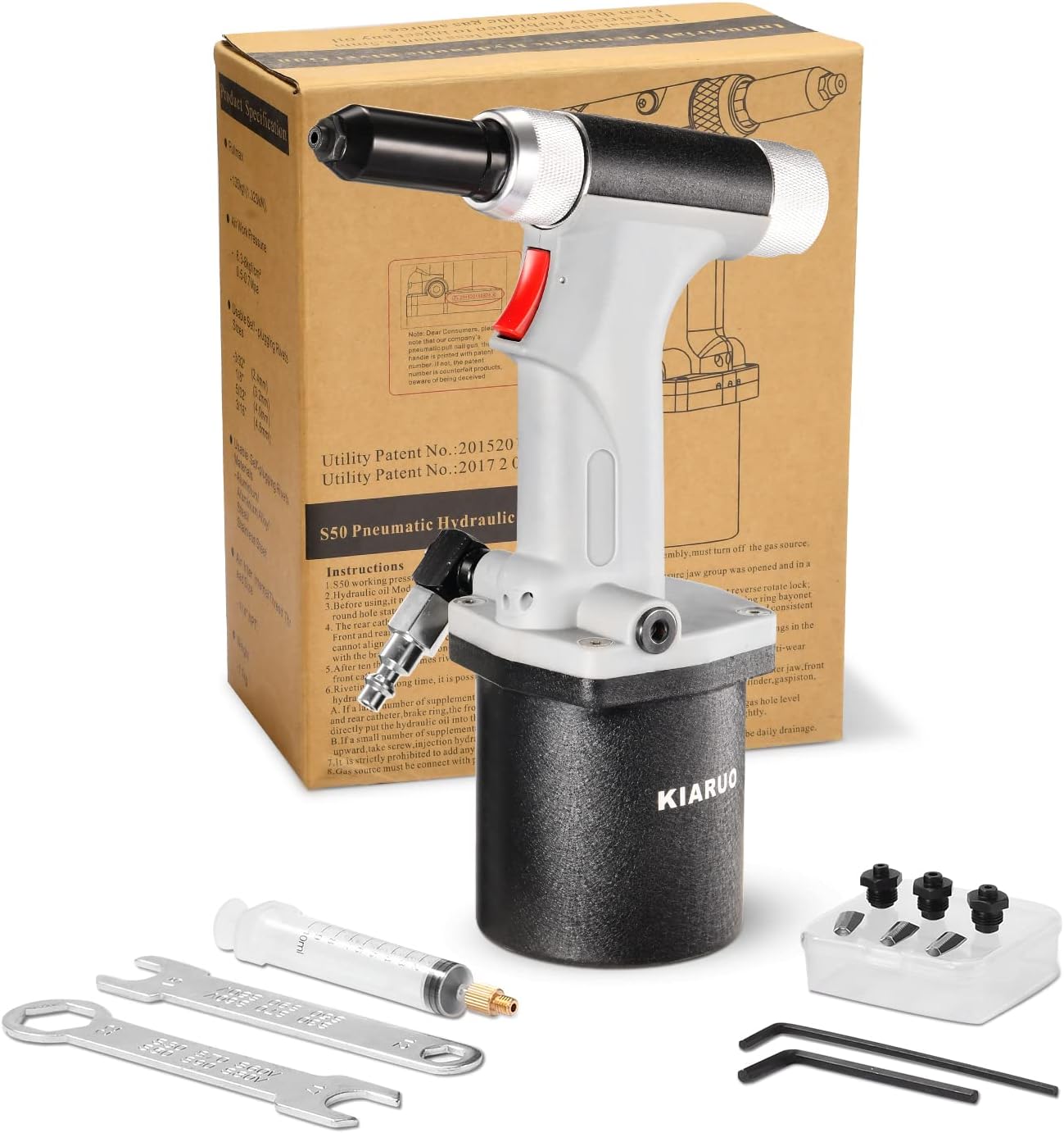KIARUO Pneumatic Rivet Gun 316 532 18 332KRS50 with 1 Set of Extra
