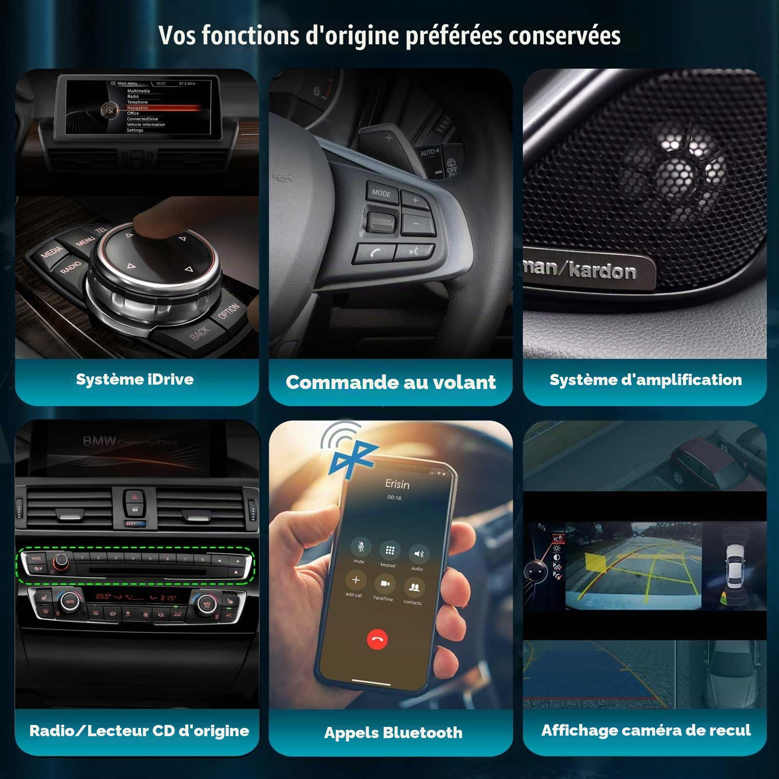 Erisin 10,25 Pouces 8 Core Android 14 Autoradio Stéréo GPS Navigateur pour BMW 2 Series F45 F46 F22 NBT sans Fil Carplay IPS WiFi 4G LTE Dab+ DVR Bluetooth 5.0 DSP Idrive écran Tactile