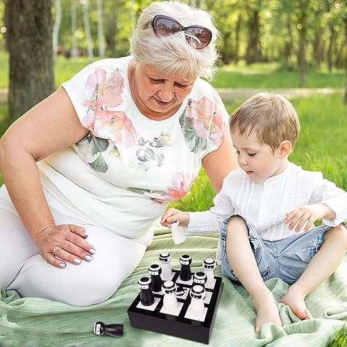 Miniatura 6 de Juego de madera Tic Tac Toe para niños y juegos de mesa familiares incluye 10 bonitas piezas de juego decoración de mesa de café divertido juego de