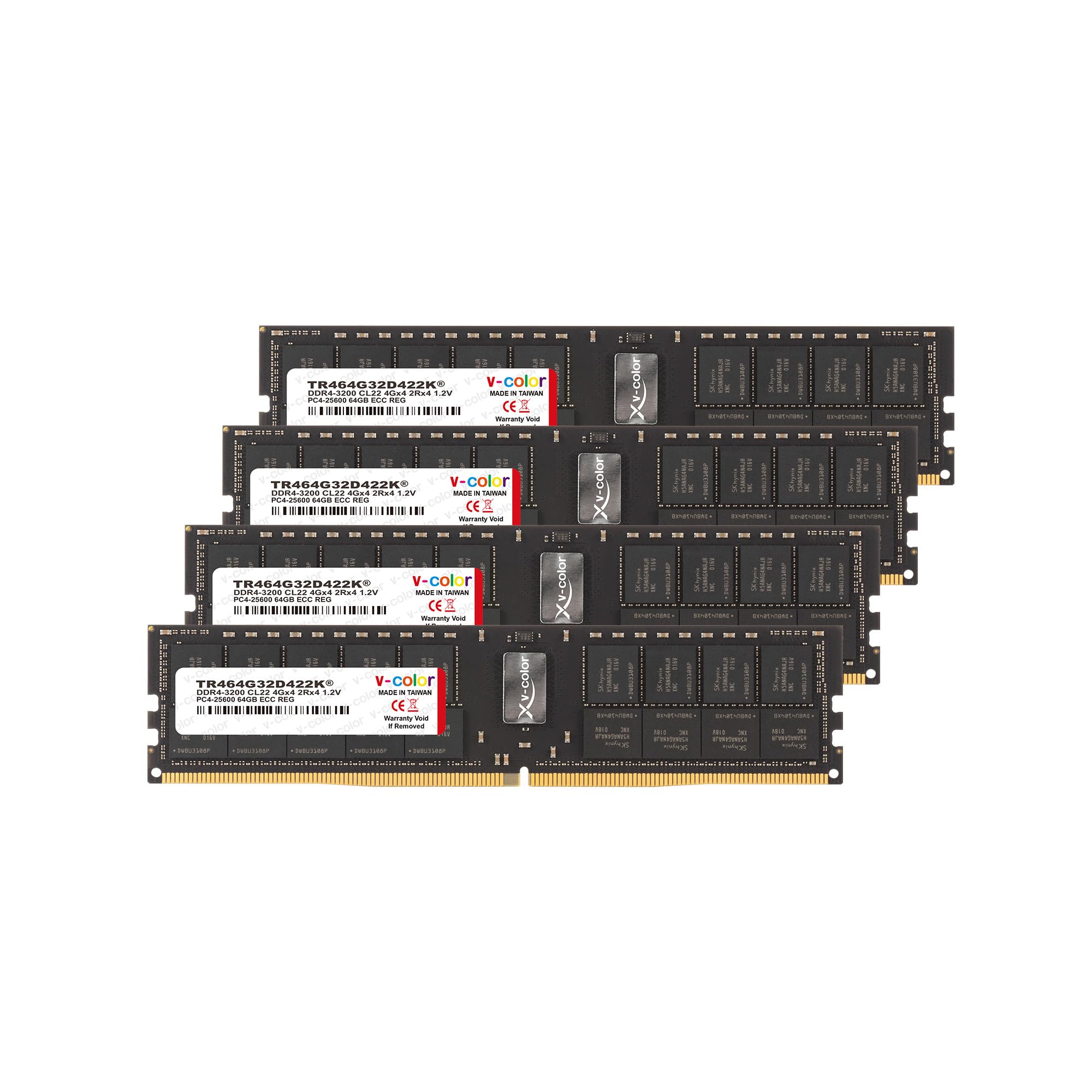 V-Color DDR4 256GB (4x64GB) 3200MHz (PC4-25600) Server Memory Ram Module Upgrade Dual Rank ECC-R DIMM 1.2V CL22 2Rx4 (TR464G32D422Q)