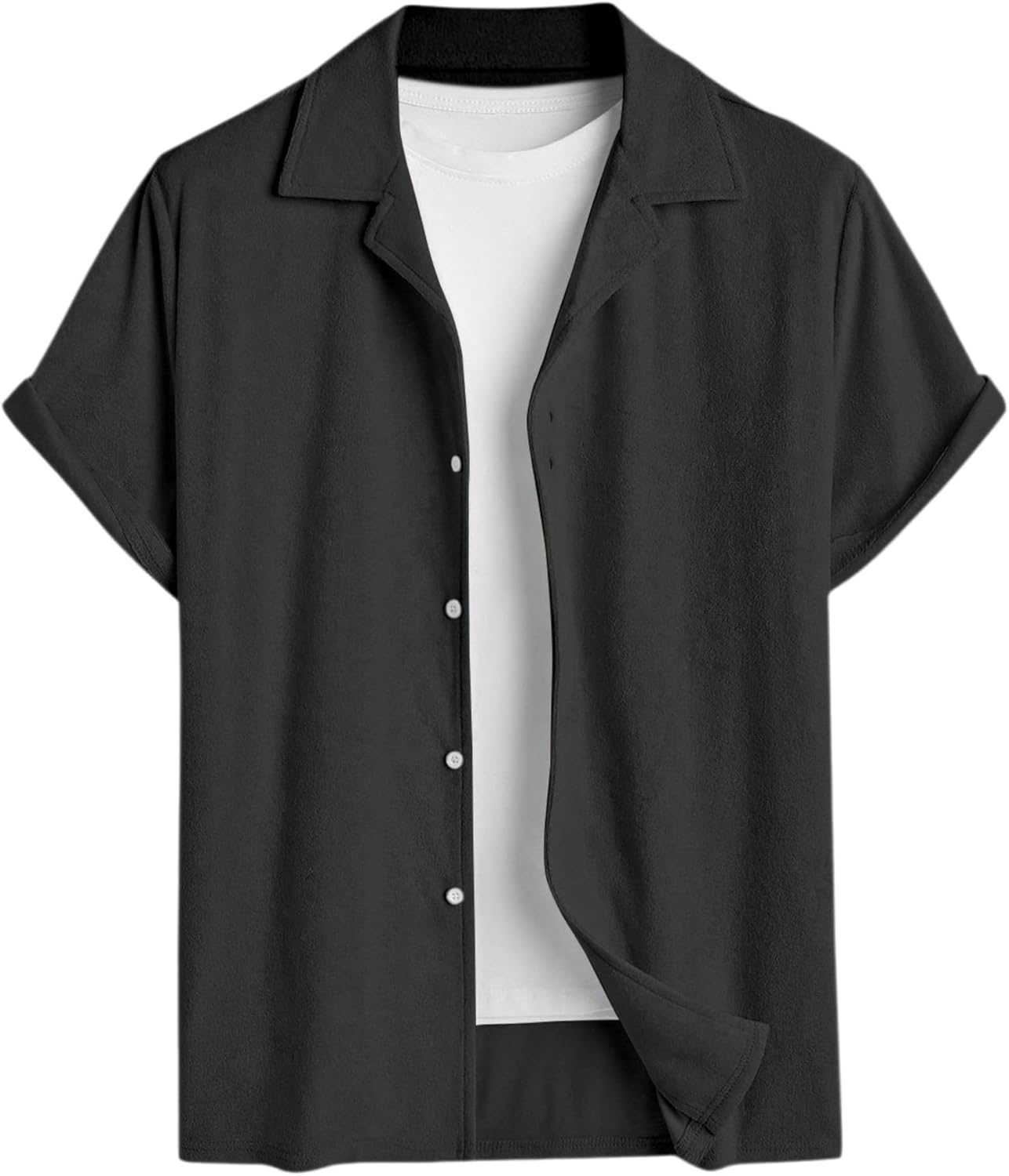 ZAFUL Men’s Casual Chicago Contrasting Letter Print Short Sleeve Button Up Baseball Shirt