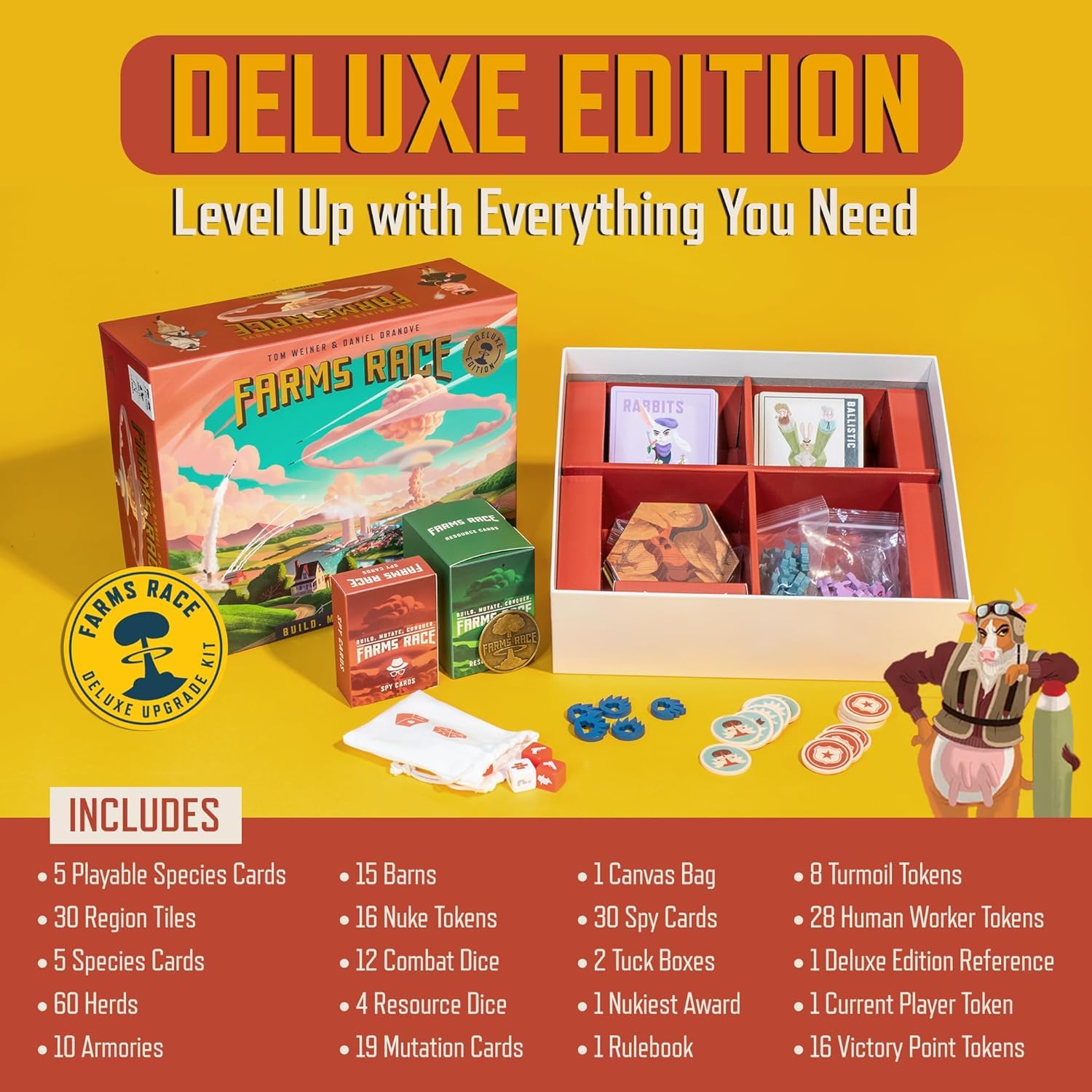 Edizione Deluxe - Gioco di strategia premium per adulti e famiglia, da 2 a 5 giocatori, da 1 a 2 ore, gestione delle risorse, controllo area, poteri asimmetrici con animali della fattoria nucleare