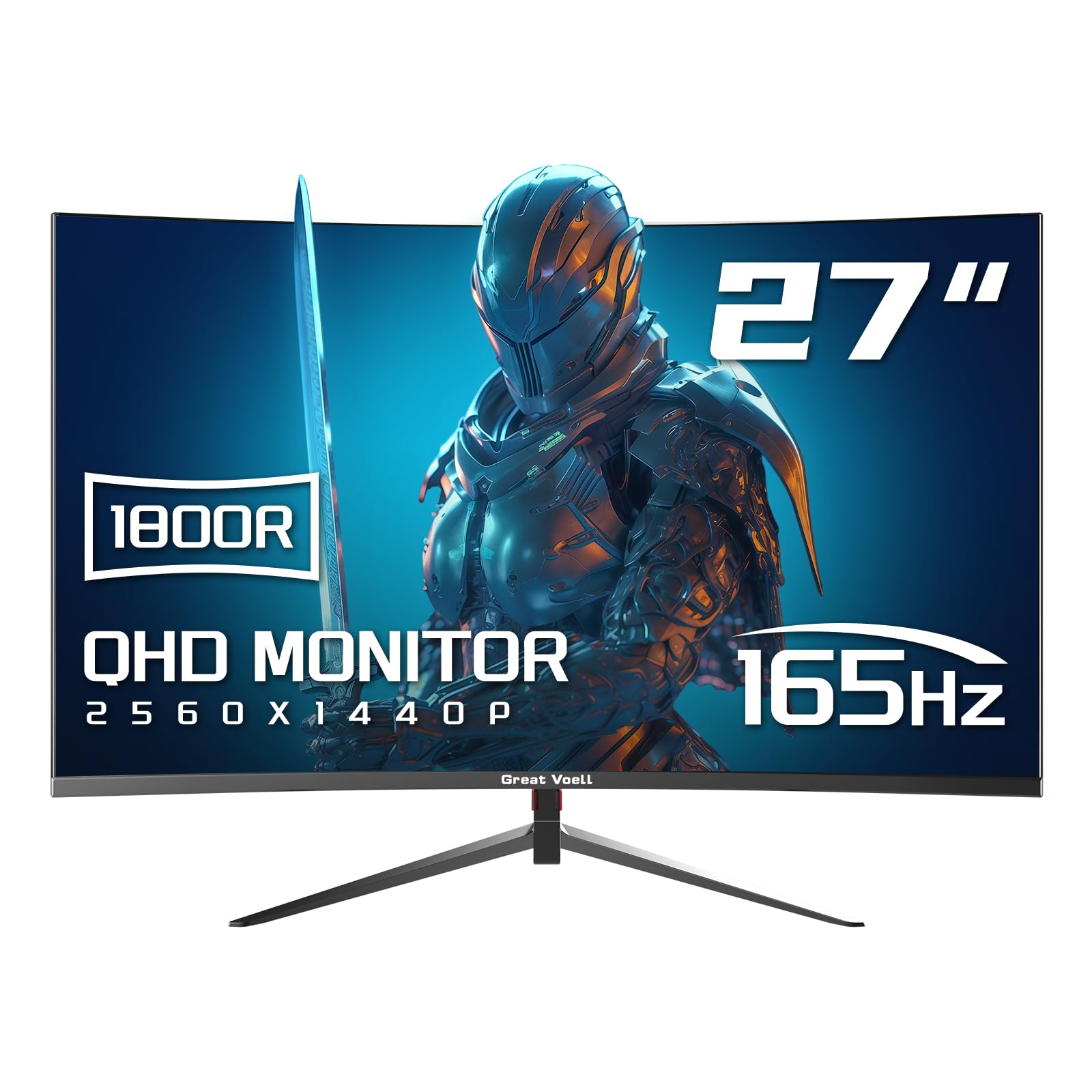 Moniteur Gaming Incurvé Great Voell 27'' 2K QHD 165Hz – HDMI 2.1, DP, HDR, FreeSync