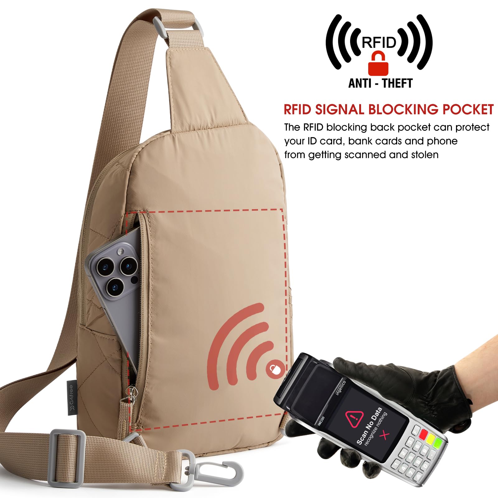 G4Free Torba na ramię dla kobiet, na co dzień, pikowana torebka crossbody, lekkie saszetki do codziennej podróży i pracy