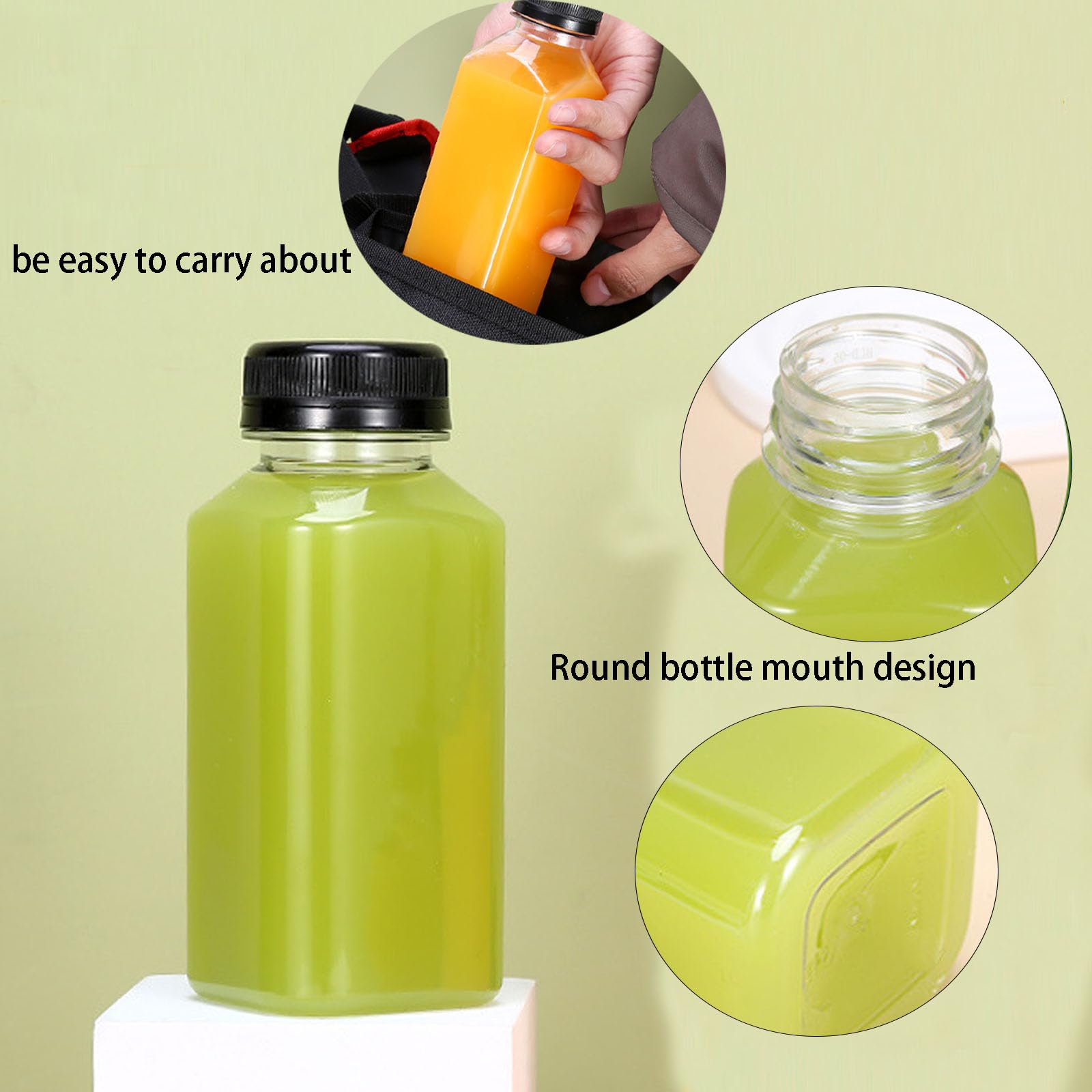 QXCFTW 6 PCS Juice Bottles,250ml Plastic Bottles, Plastic With Lids - Image 4
