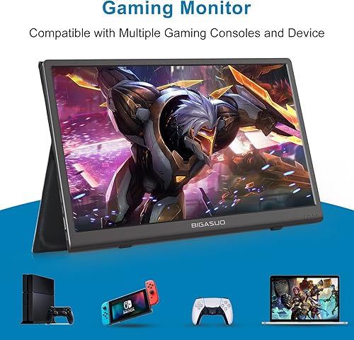 Miniatura 3 de BIGASUO Monitor portátil, monitor USB-C de 15.6 pulgadas, pantalla de computadora HDMI, pantalla HDR, IPS, monitor de juegos con altavoz dual para