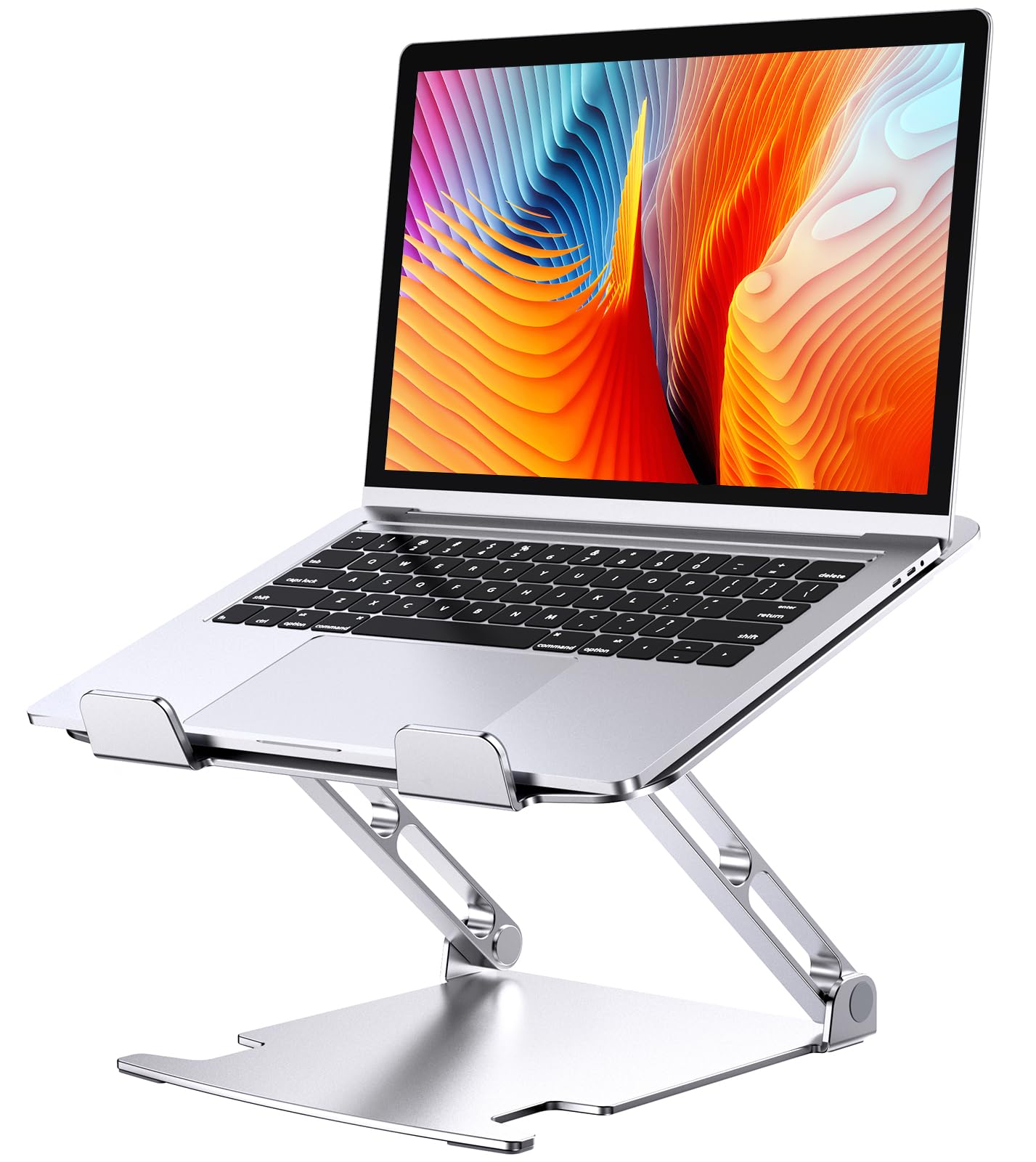 360° Drehbarer Laptop Ständer Höhenverstellbar, Ergonomisch Laptop Halterung Schreibtisch Robuster mit Zweifachstütze, Verstellbarer Notebook Ständer kompatibel mit MacBook Air Pro, bis 16 Zoll
