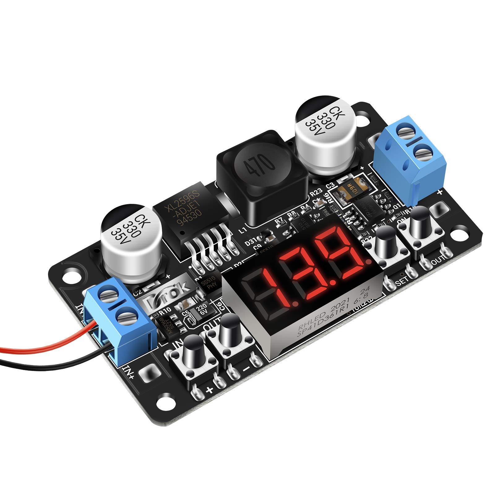 Drok Lm2596 Numerical Control Voltage Converter Board Dc 5 32v 24v 32v To Adjustable 0 30v 12 V 5 V Switching Regulator Module 1 5a Volt Transformer With Red Led Voltage Tester Buy Online