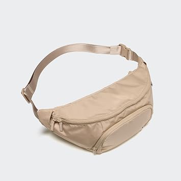 Pander Everywhere Belt Bag Crossbody Fanny Pack with Mesh Pockets and Adjustable Strap, 6L / Raw Linen