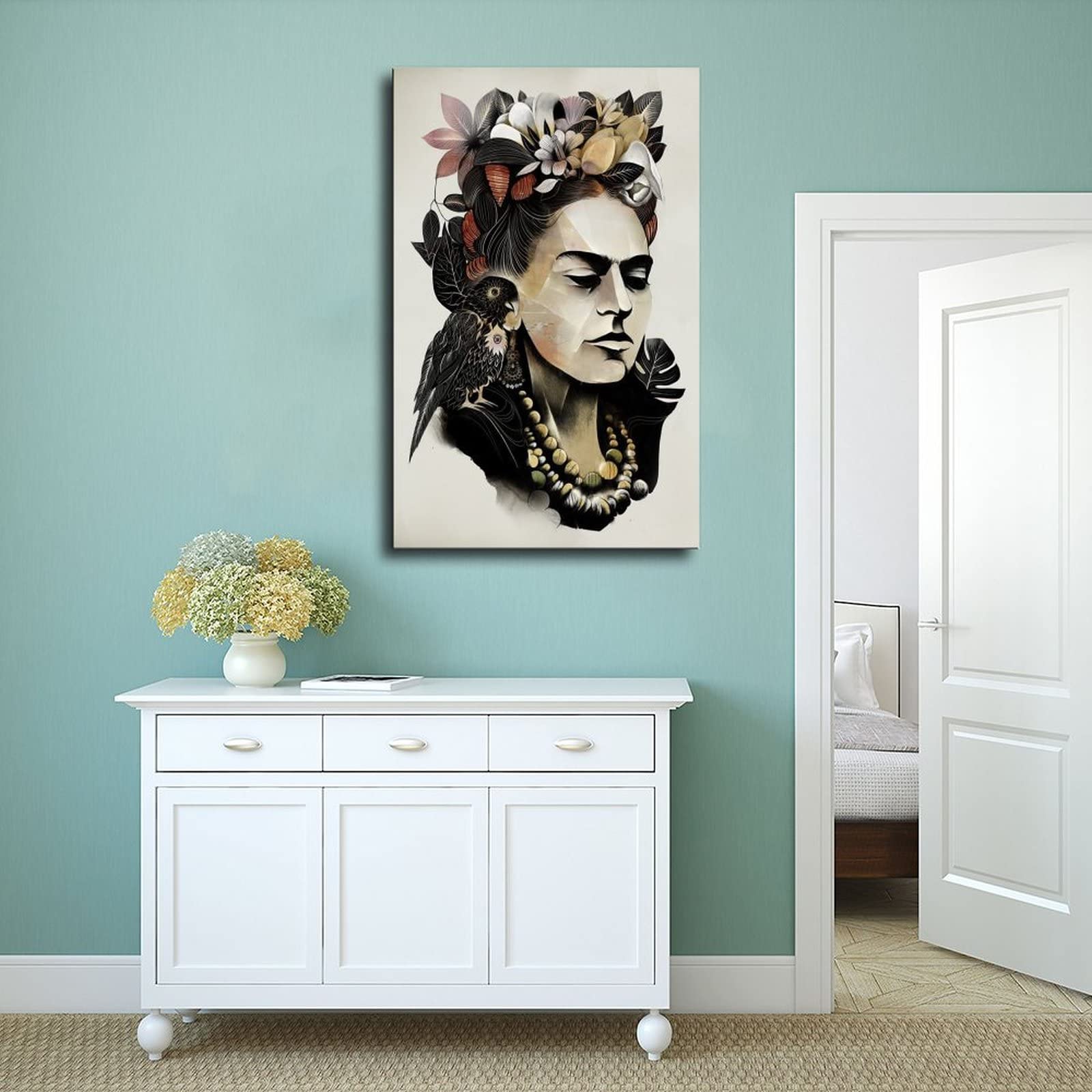 Toile Décorative Frida Kahlo - Impression Haute Qualité Pour Salon Ou Chambre - 50 X 50 Cm