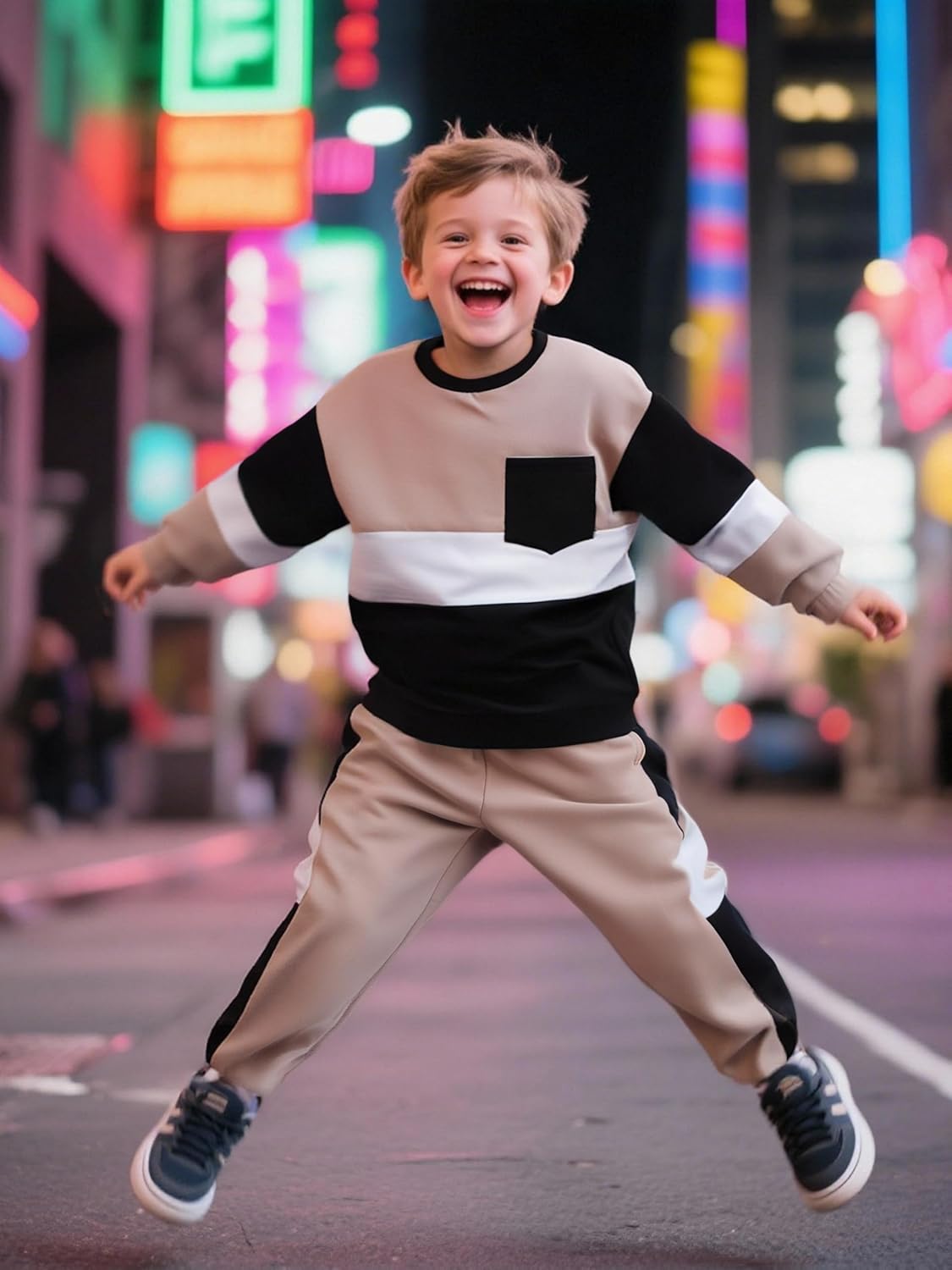 Voxikidio Toddler Boy Clothes Color-Block Long Sleeve Sweatshirt and Pant Outfits Kids 2Pcs Fall Clothing Set - Image 5