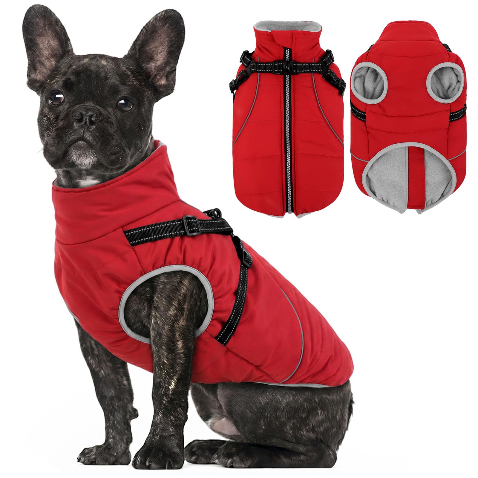 KONVINIT Hundemantel Wasserdicht Warm mit Integriertem Geschirr Winterjacke