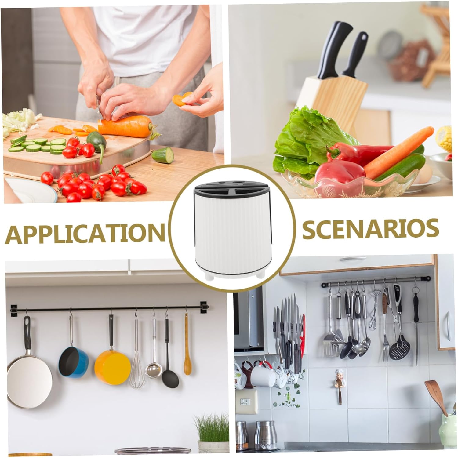 PRETYZOOM Chopsticks Storage Rack Accessories Gadgets Dish Rack Utensils Cabinet Pull Out Shelves Tray Drawer Silverware Rotating Cart Holder Knives Bins Lid Spoon Kitchenware Plastic White