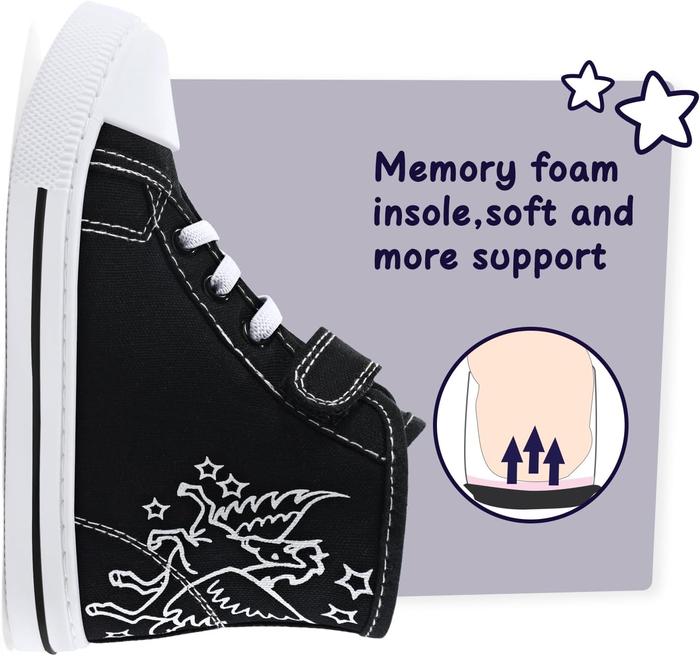 K KomForme Toddler Sneakers Girls Canvas High Top Walking Shoes with Hook and Loops - Image 7