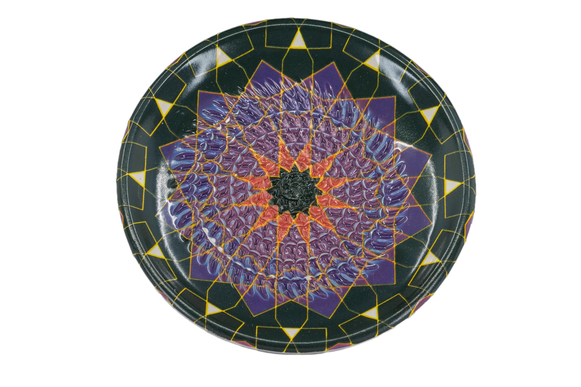 Kaladia Ceramic Grating Plate/Ceramic Slicer - Ideal for Ginger, Parmesan etc. - Black & Purple - Diameter: 12 cm - Handmade & Hand-Painted - Made in Spain