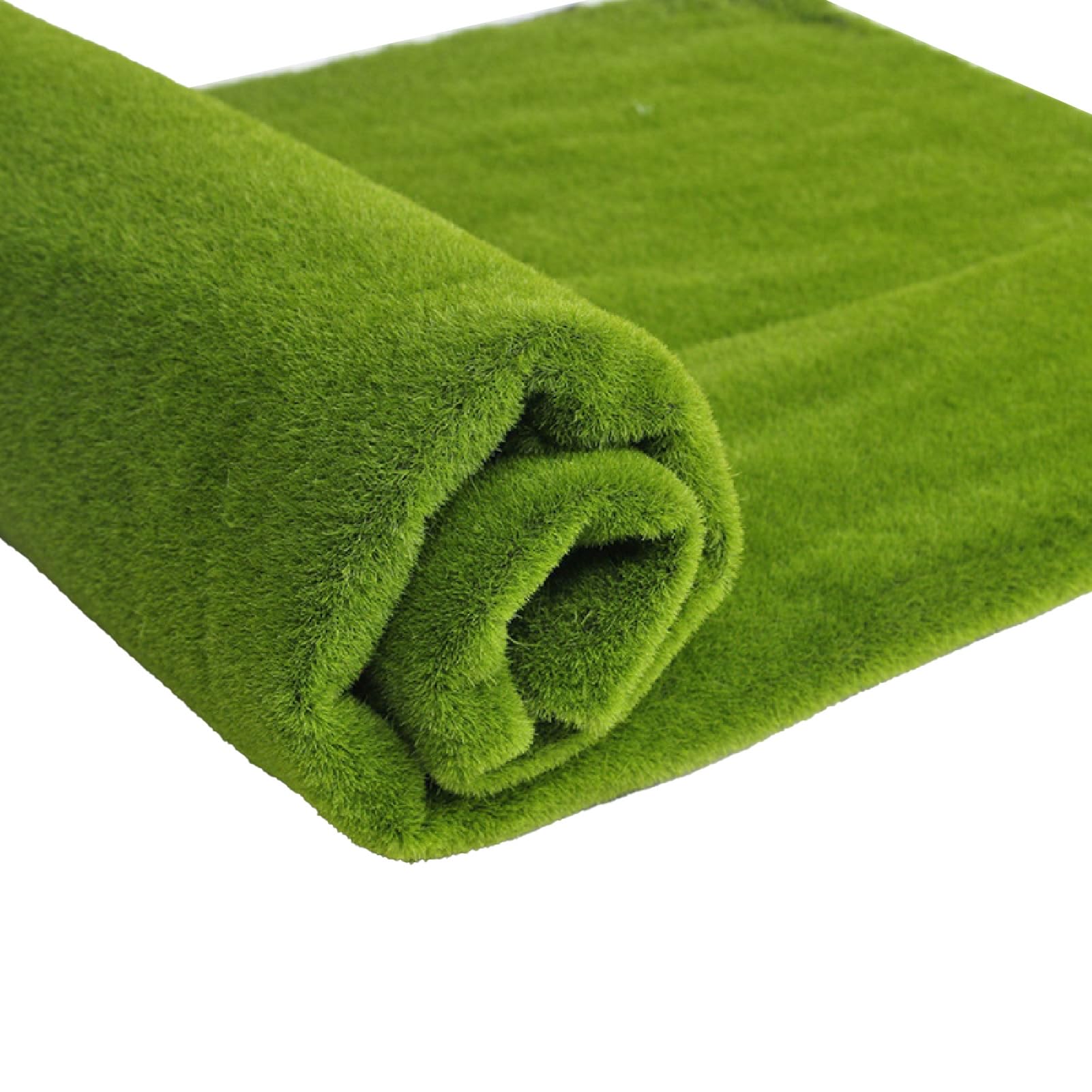 Porceosy Foldable Natural Green Faux Moss Grass Mat Table Runner, Artificial Fake Grass Pad for Living Room Indoor Planters DIY Crafts, Table Centerpieces Fairy Garden Wedding Decor Pure Green