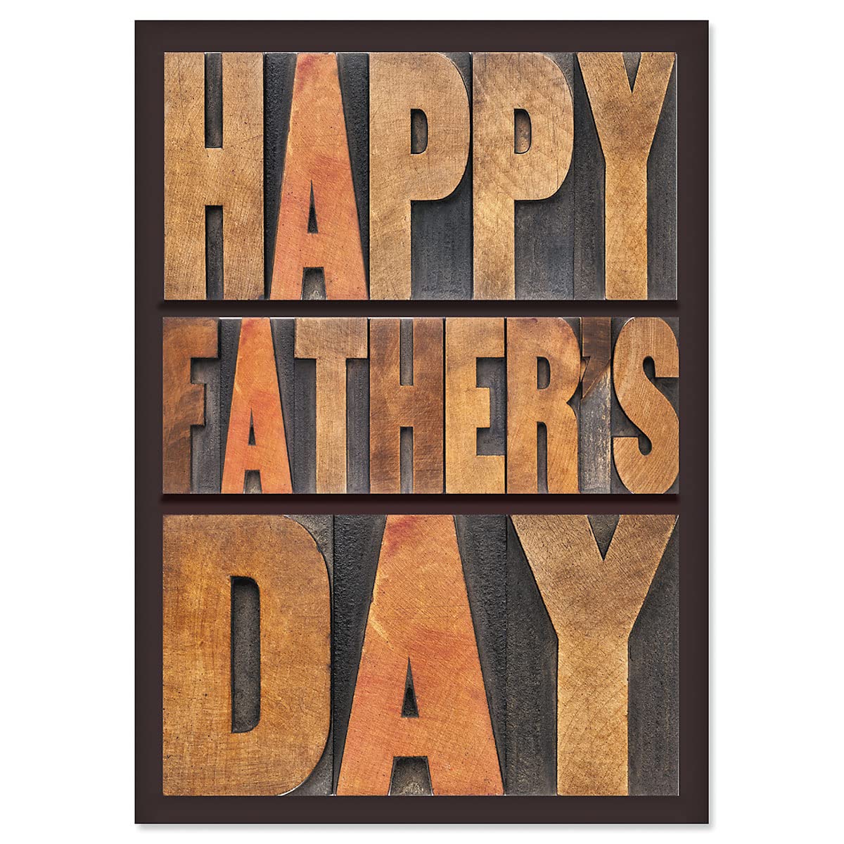 Current Wood Block Father’s Day Greeting Card with White Envelope, Happy Greetings for Any Father, Grandfather, Son, Husband, Brother, Uncle, or Step
