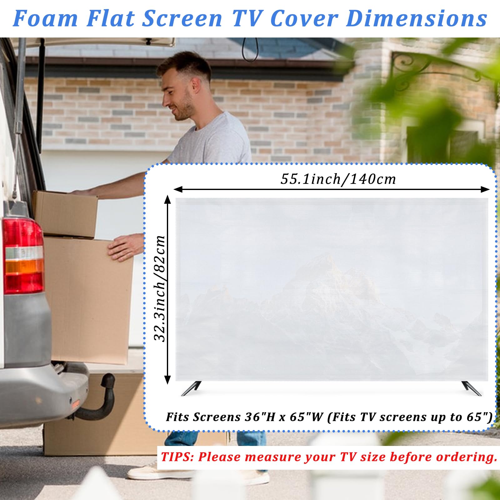 4 Pcs Foam Flat Screen TV Cover for Moving Fits Up to 55'' x 32'' TV Display Screen Protector for Protection During House Moving, Storing, Painting or Home Renovation Packing Cushioning Supplies