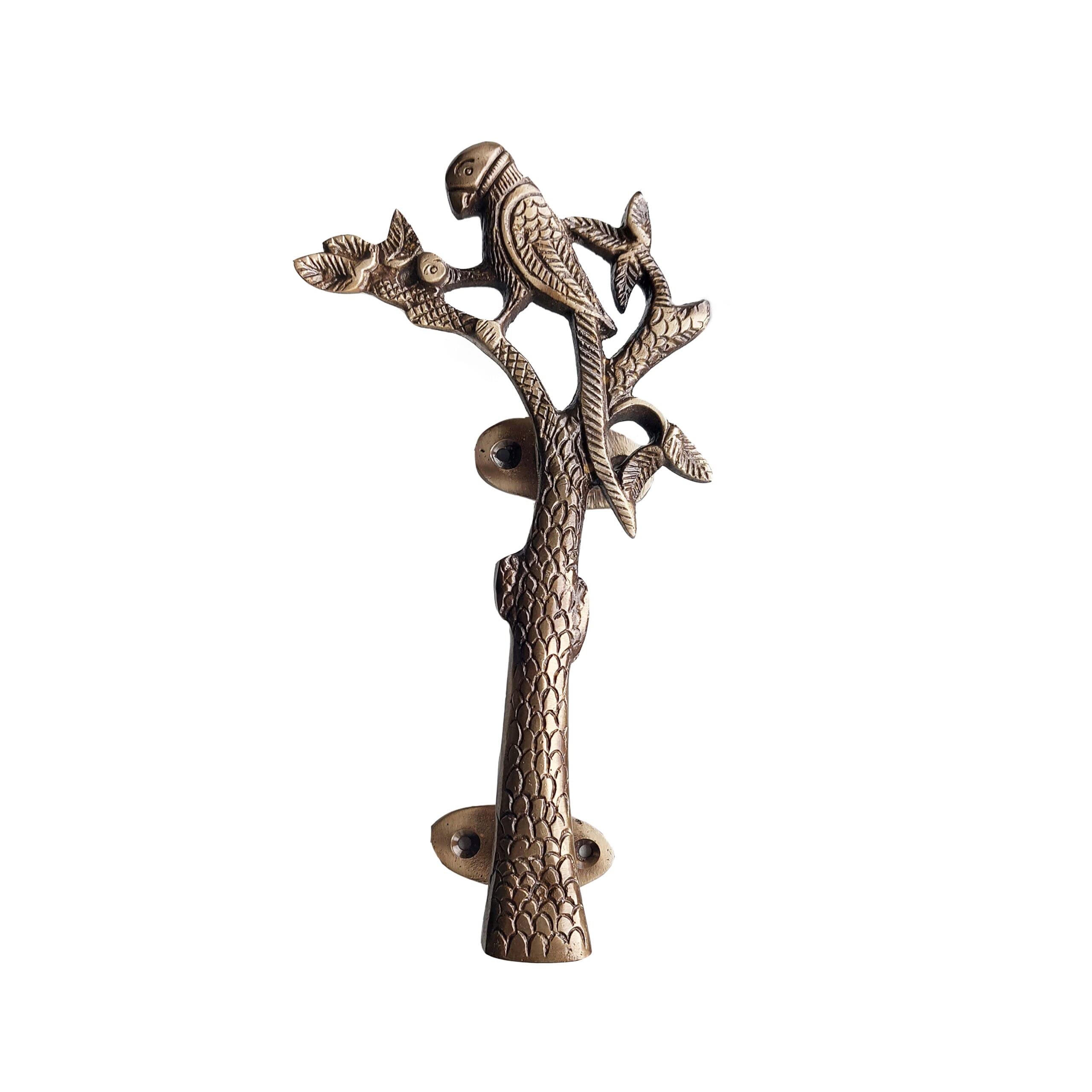 Catchii Cupboard knob Parrot in Branch Antique Bronze Look