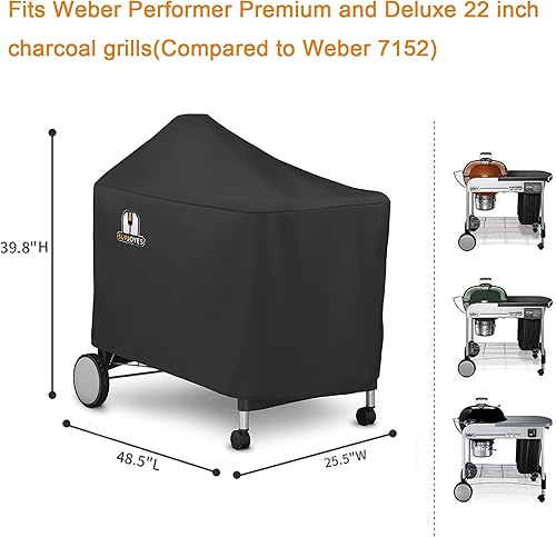 Miniatura 9 de SUPJOYES Cubierta de parrilla para hervidor de carbón Weber, cubierta de parrilla de barbacoa de 22 pulgadas, resistente al agua, cubiertas de