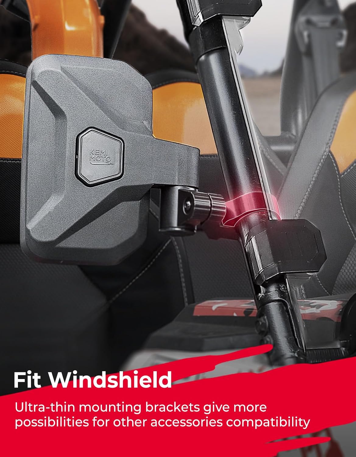 KEMIMOTO UTV Side Mirrors, Upgraded Auto Fold Reset Billet Aluminum Mount Adjustable Side Mirrors, Fit 1.65"-2" Roll Cage Compatible with Polaris RZR Can-Am X3 CFMOTO Pioneer Talon UTV Accessories