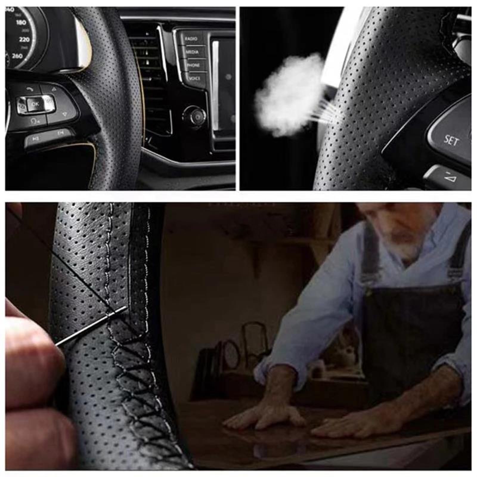 DIY-Lenkradbezug Aus Schwarzem Kunstleder Für Hyundai I40 2011-2017 2018 2019 2020 Teile(Schwarz)