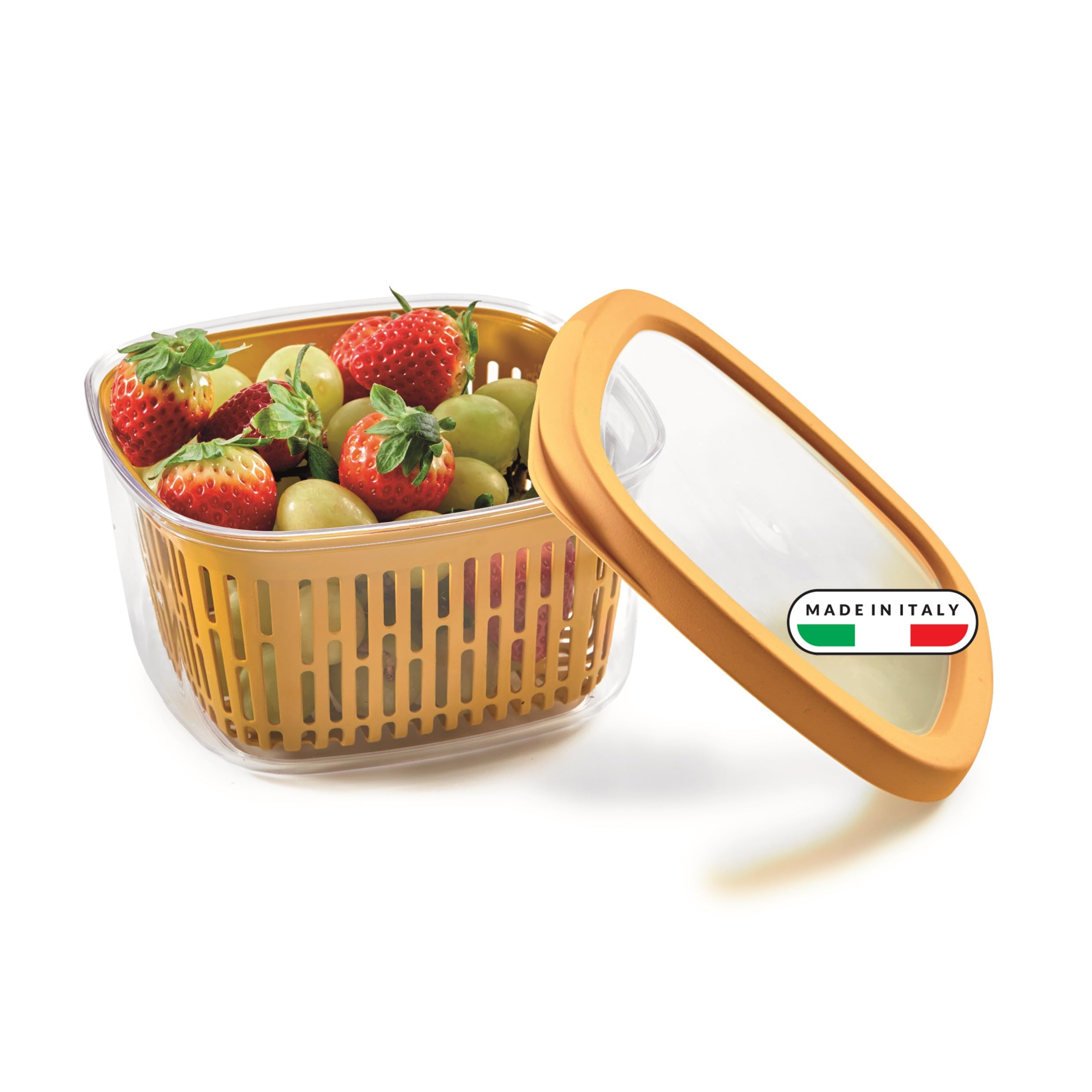 Snips Mustard Aroma Keeper Food Container 1.5 L, Grid, Made In Italy