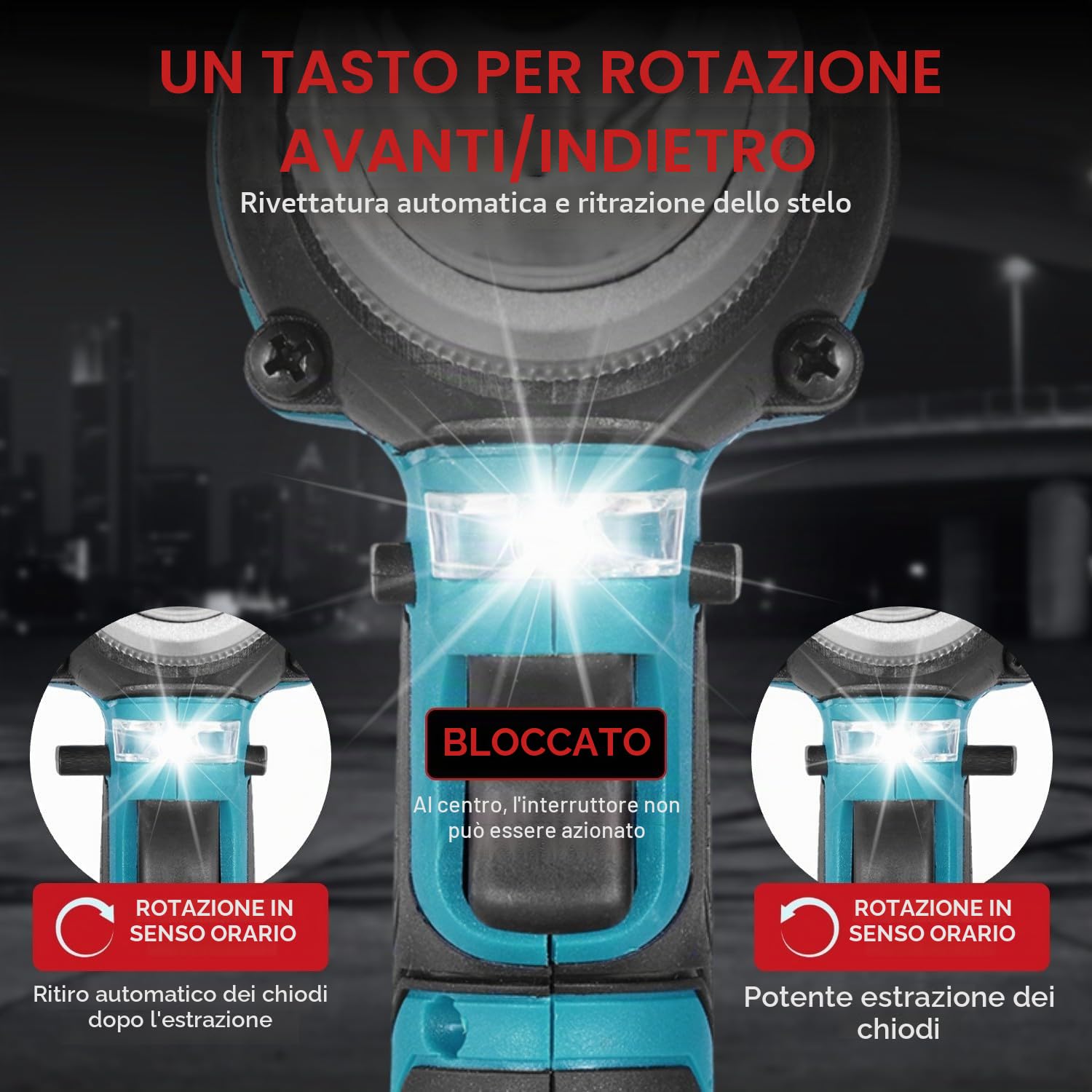 ONEVAN Rivettatrice Senza Fili a Batteria, 20 mm Corsa, 250 Nm Brushless, 5000 giri/min, 2 Batterie, per Alluminio e Rivetti Ciechi Ø 2,4-5,0 mm