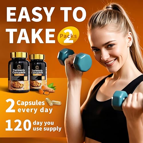 Miniatura 8 de Suplemento de curcumina de cúrcuma  Suplemento de cúrcuma 11 en 1 con pimienta negra, absorción extra fuerte, 95% curcuminoides para apoyo