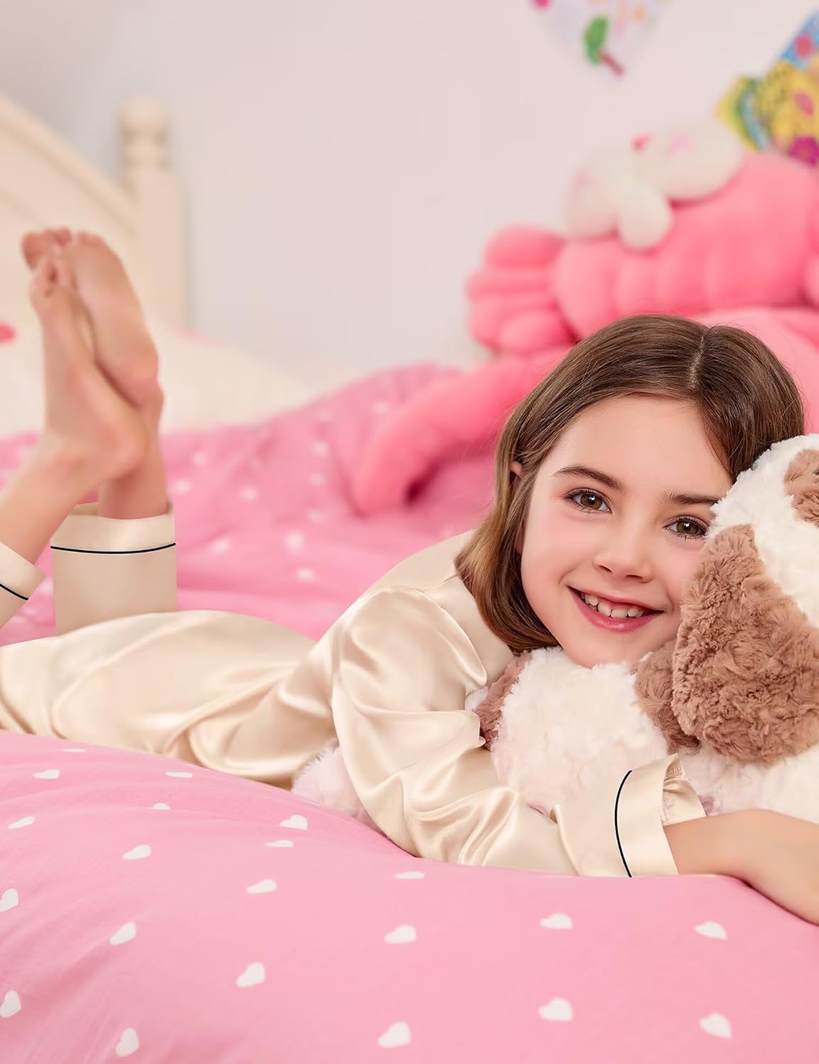 SWOMOG Kid Girls Boys Silk Satin Pajamas Set Button-Down PJs Sets Two-Piece Lounge Sets Long Sleeve Sleepwear - Image 6