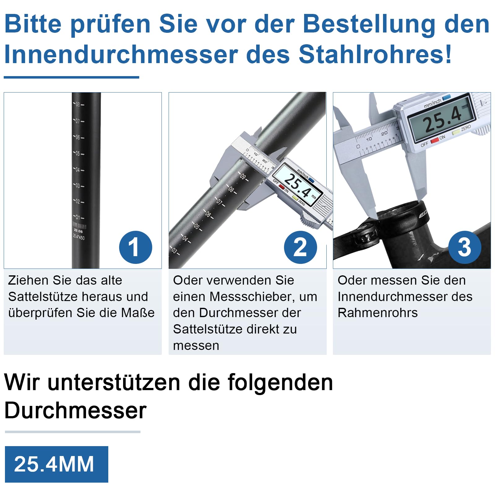 Fahrradsattelstütze Aluminium - 25,4/27,2/28,6 Mm Für Mountainbike & Rennrad