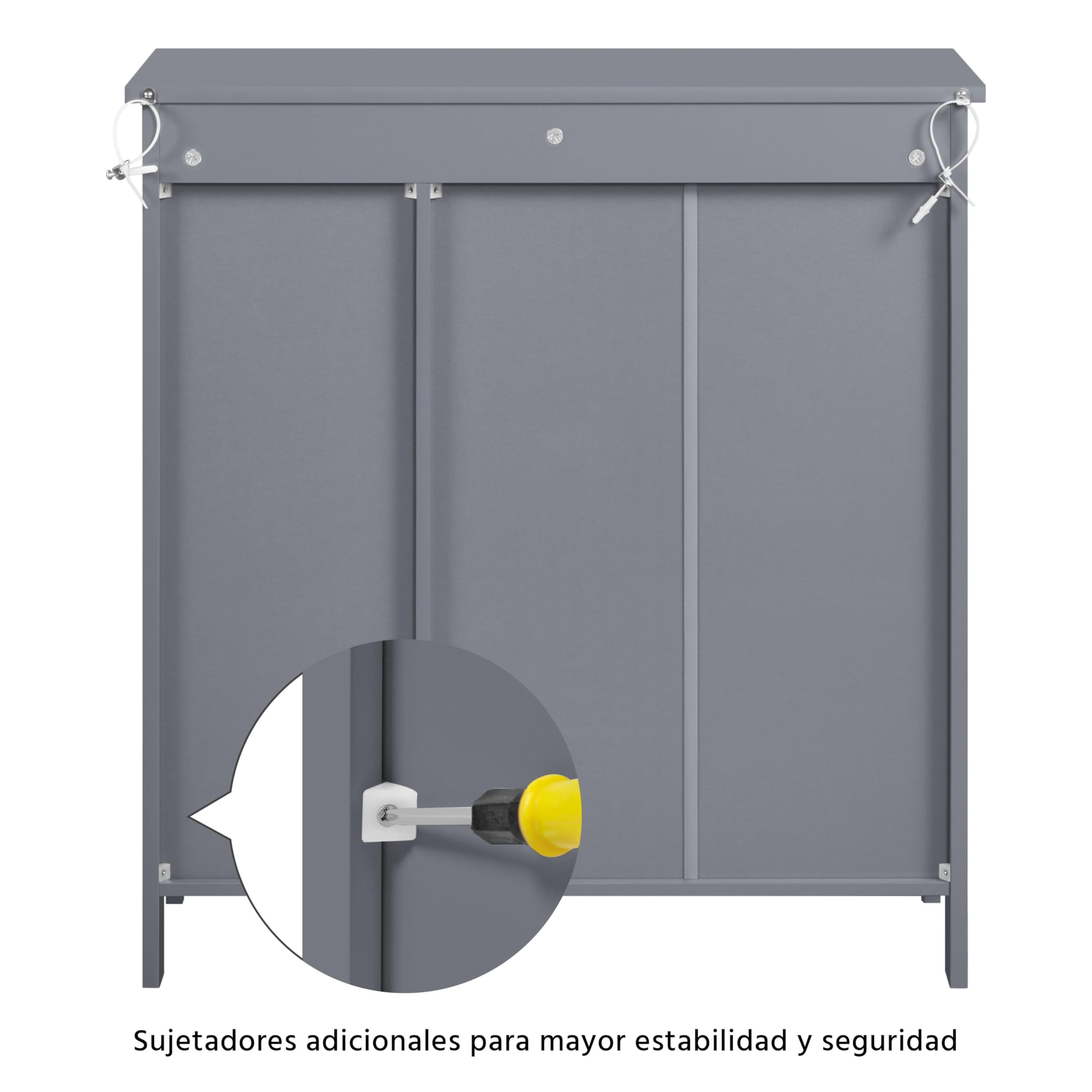 Yaheetech Mueble de Baño de Suelo Auxiliar de Madera Armario Baño con Cajón y Puertas Mueble de Cocina con Estante Ajustable 75 x 30 x 80 cm Gris