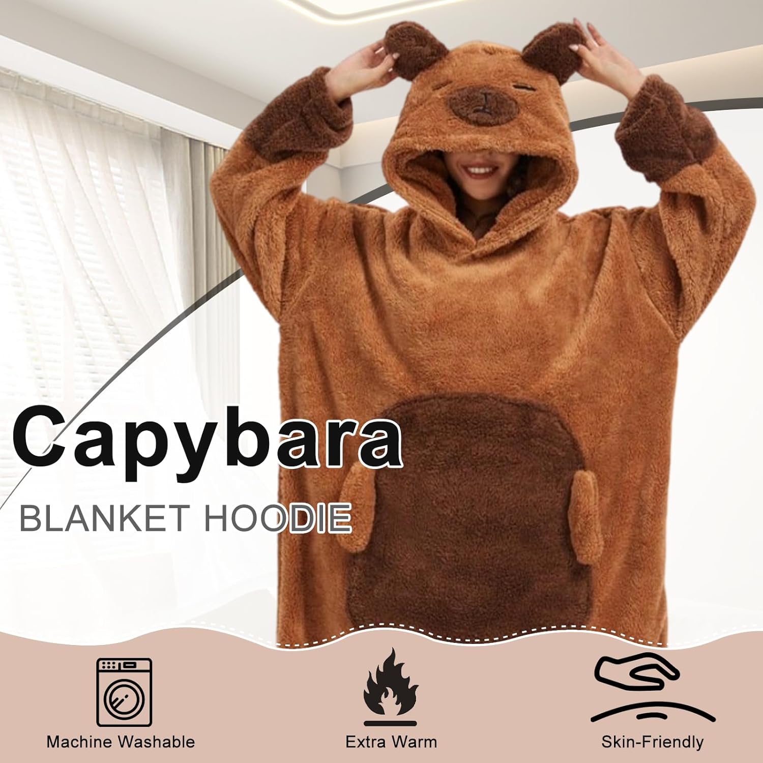 Blanket Hoodie Panda Wearable Blanket Long Pullover Unisex Adult Animal Oversized Sweatshirt with Sleeves Oversized Women Men - Image 3